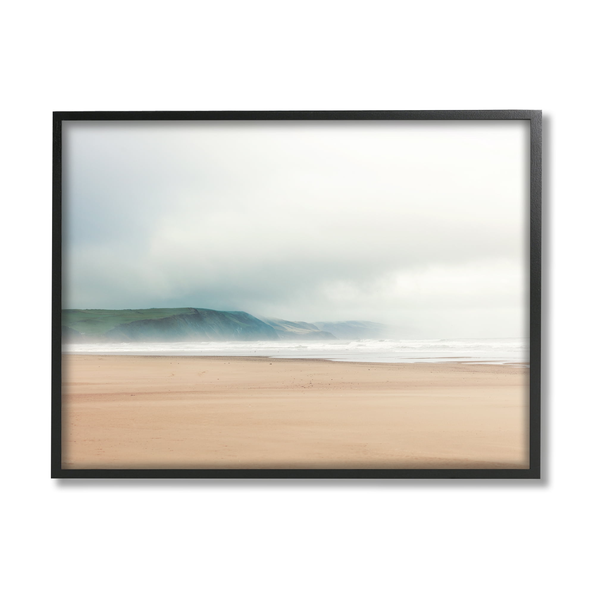 Stupell Indtries Tranquil Beach and Grassy Cliffside Misty Sky Landscape,30 x 24,Design by Ian Winstanley