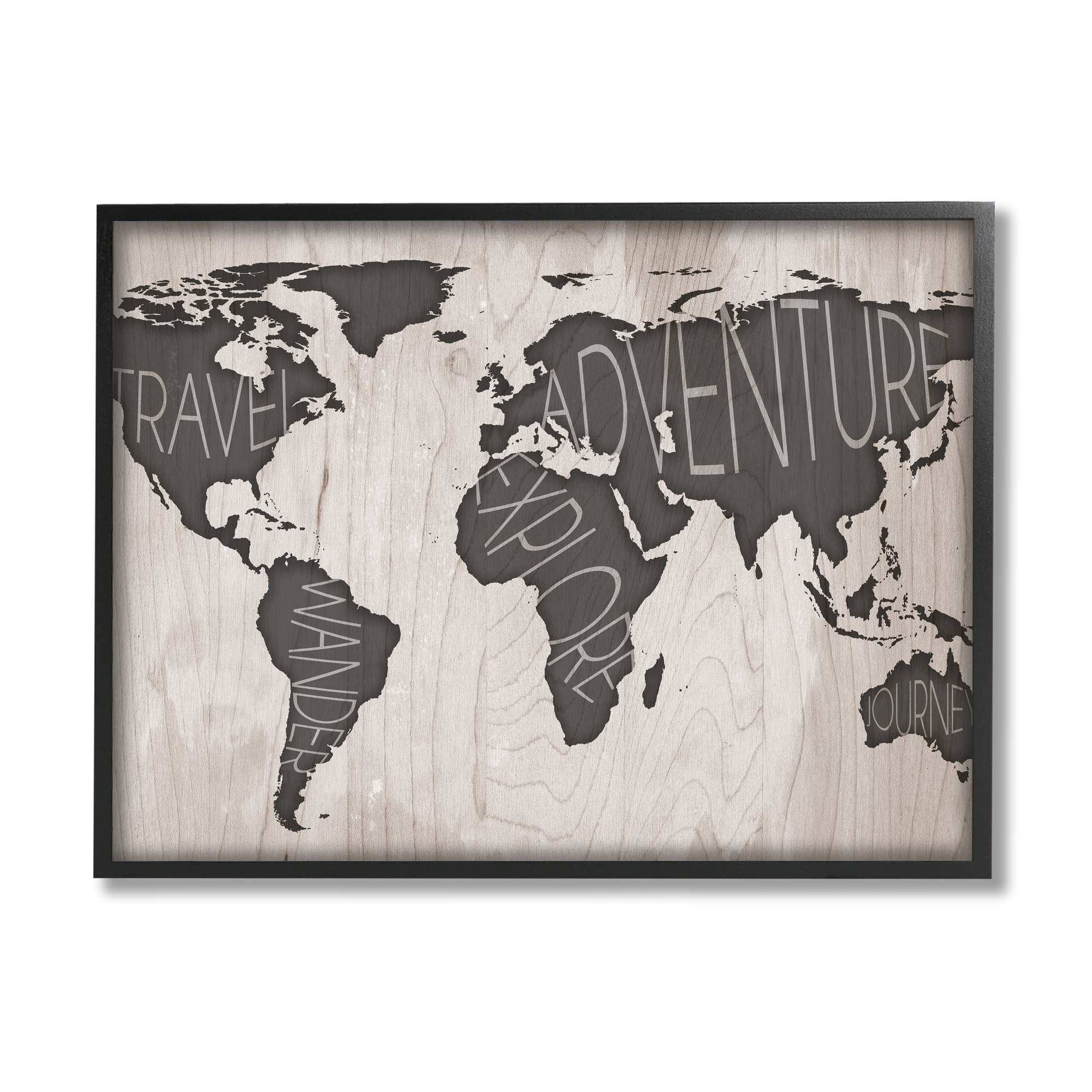 Stupell Indtries Travel Wander Explore Rtic World Map Grain Pattern,14 x 11,Design by Sd Graphics Studio