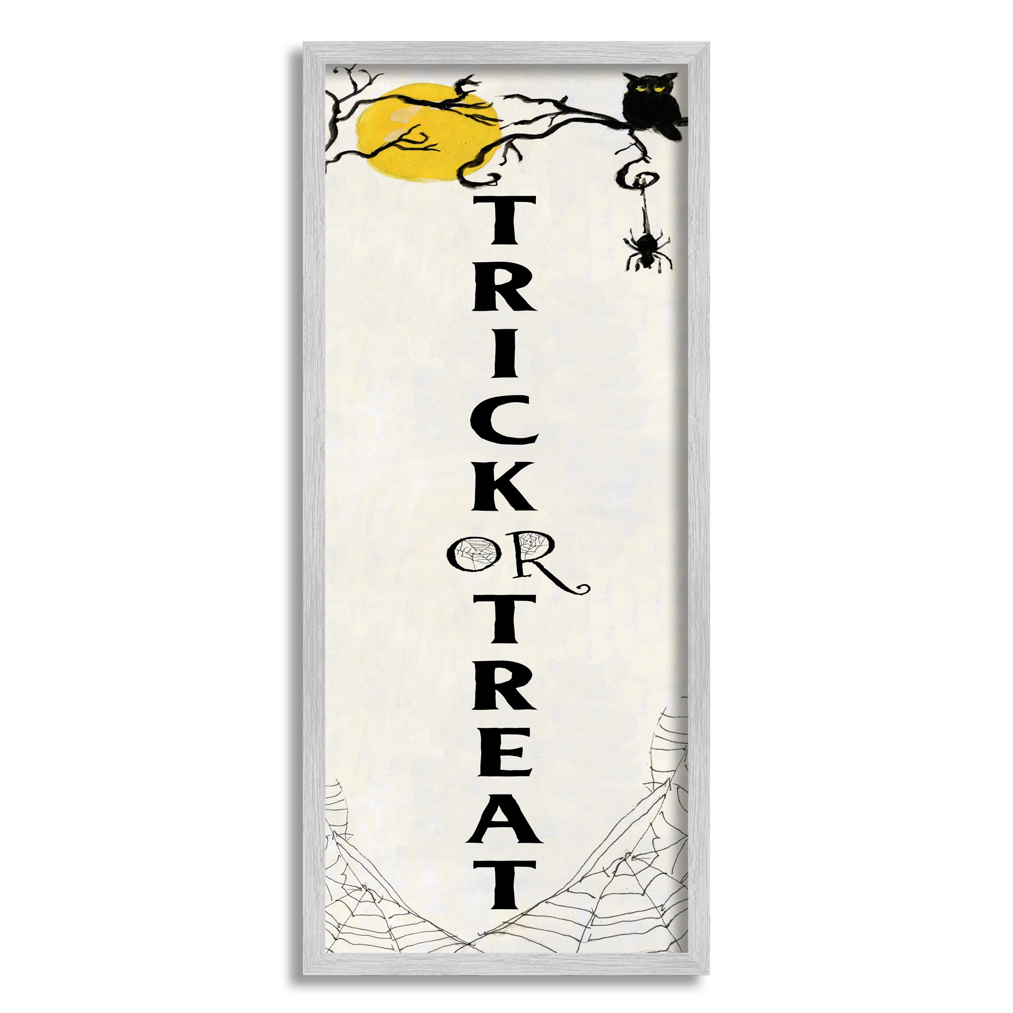 Stupell Indtries Trick or Treat Greeting Spooky Full Moon Owl,10 x 24,Design by Sally Swatland