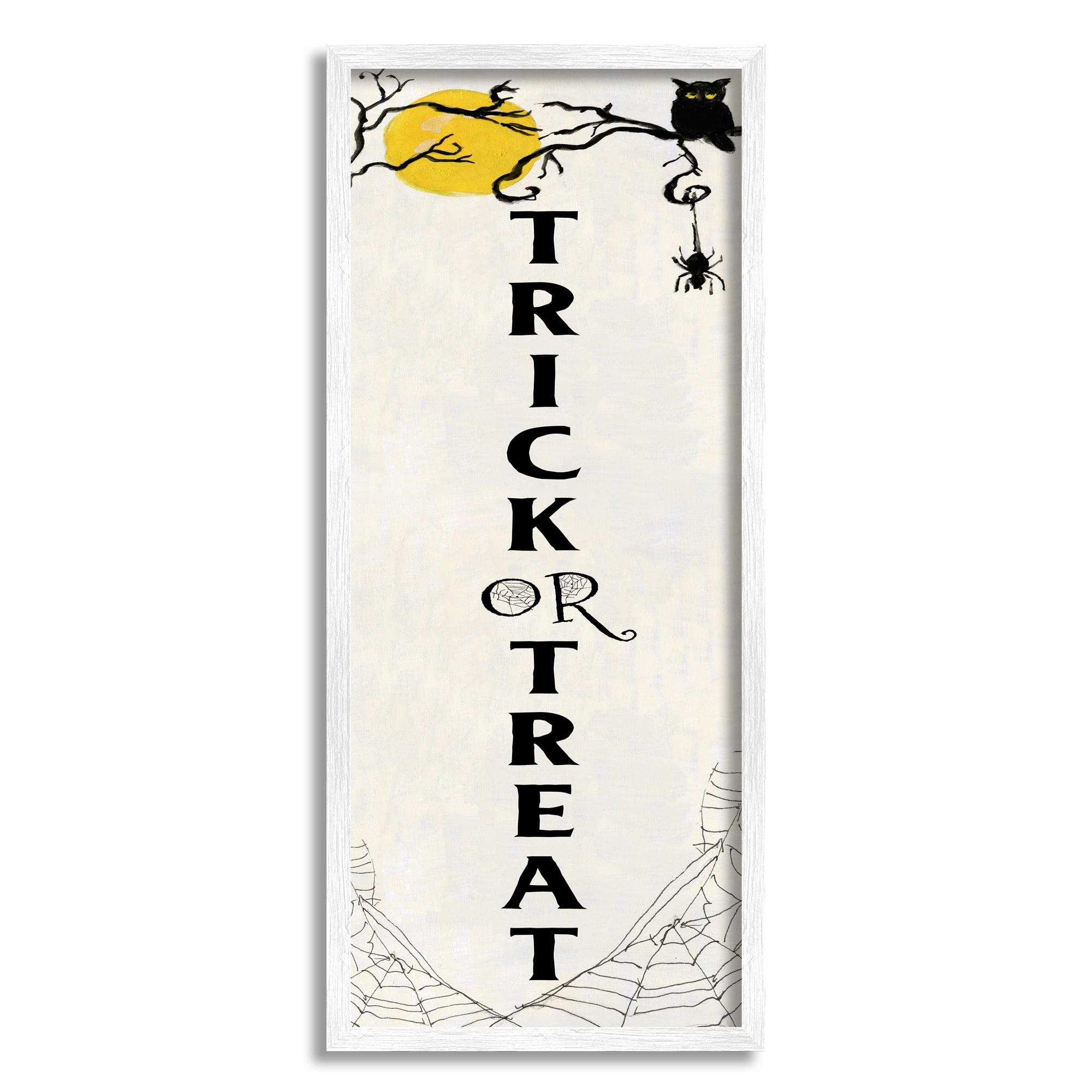 Stupell Indtries Trick or Treat Greeting Spooky Full Moon Owl,13 x 30,Design by Sally Swatland