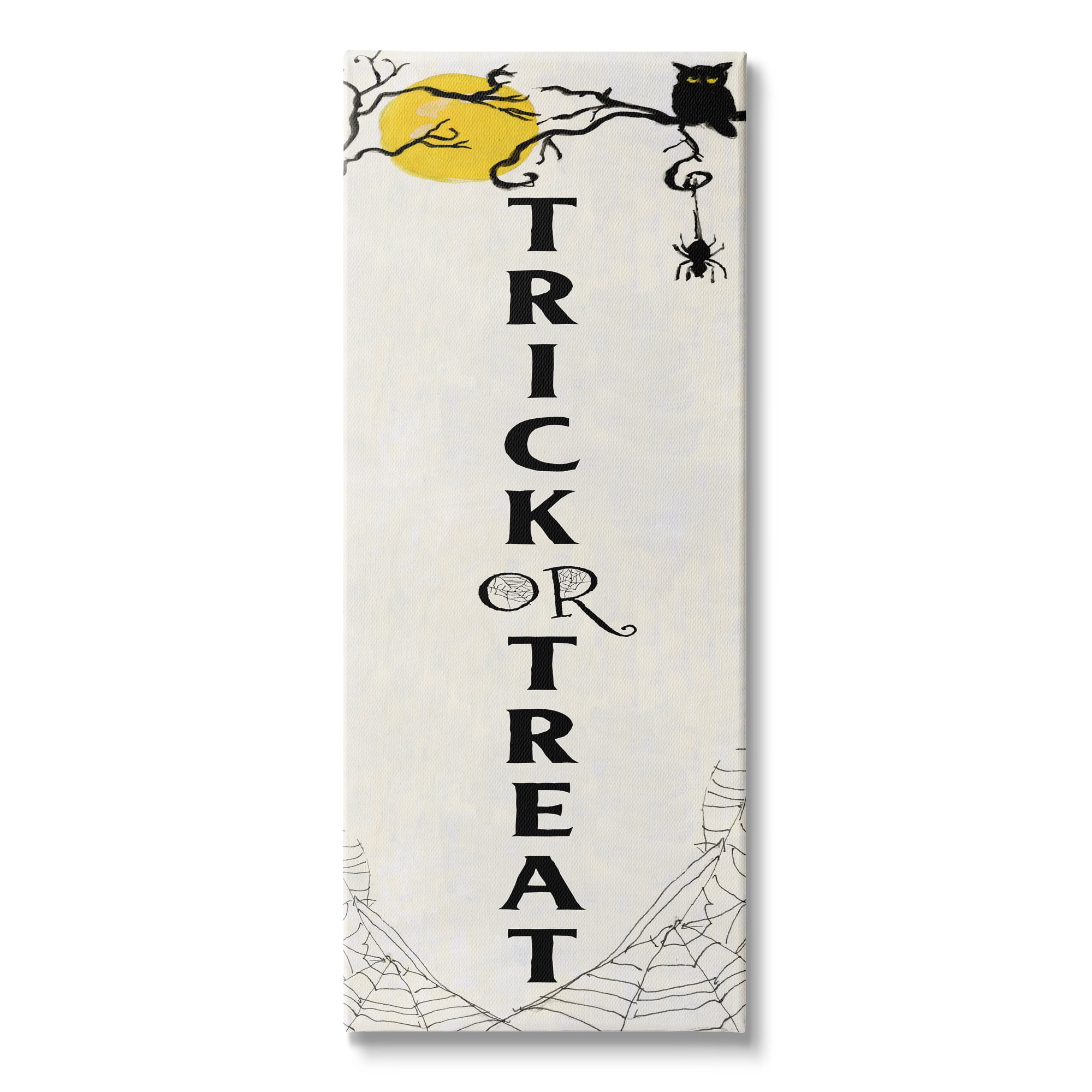 Stupell Indtries Trick or Treat Greeting Spooky Full Moon Owl,20 x 48,Design by Sally Swatland