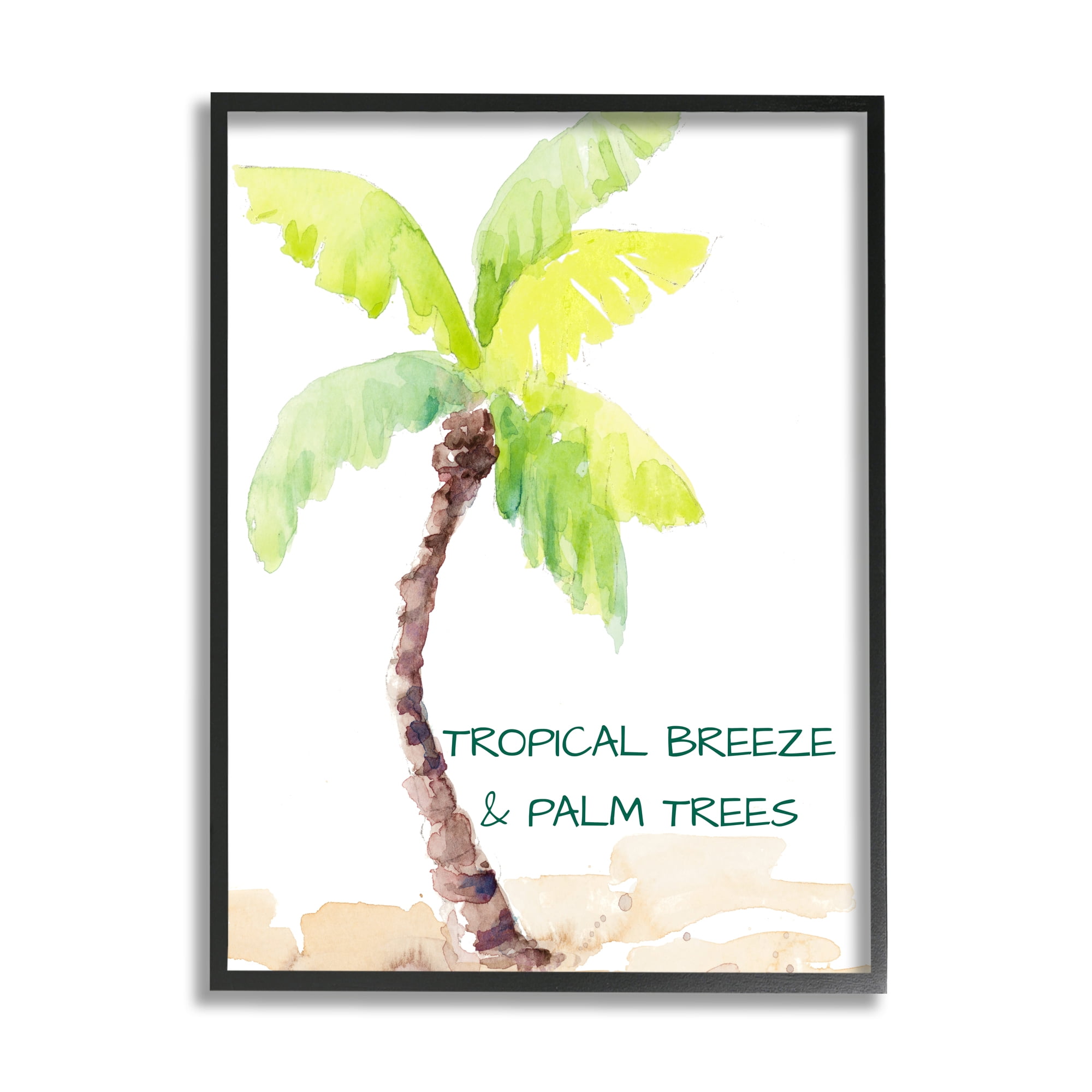 Tropical Breeze & Palm Trees Canvas Print with Black Frame, 11 x 14