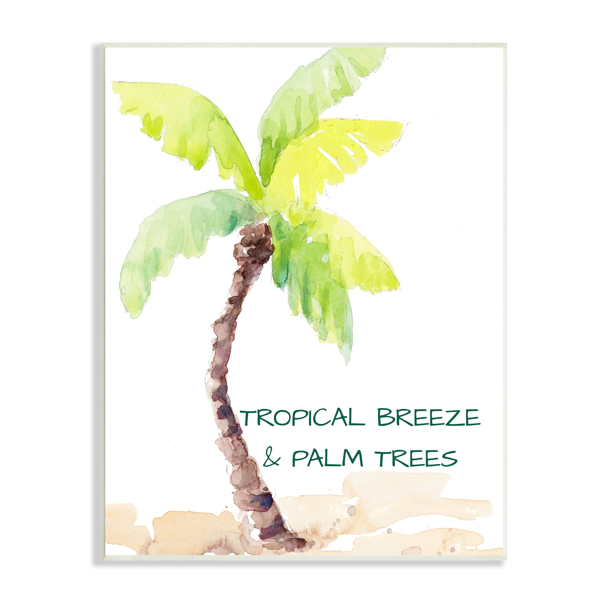 Tropical Breeze Palm Trees Green and Brown MDF Wall Art