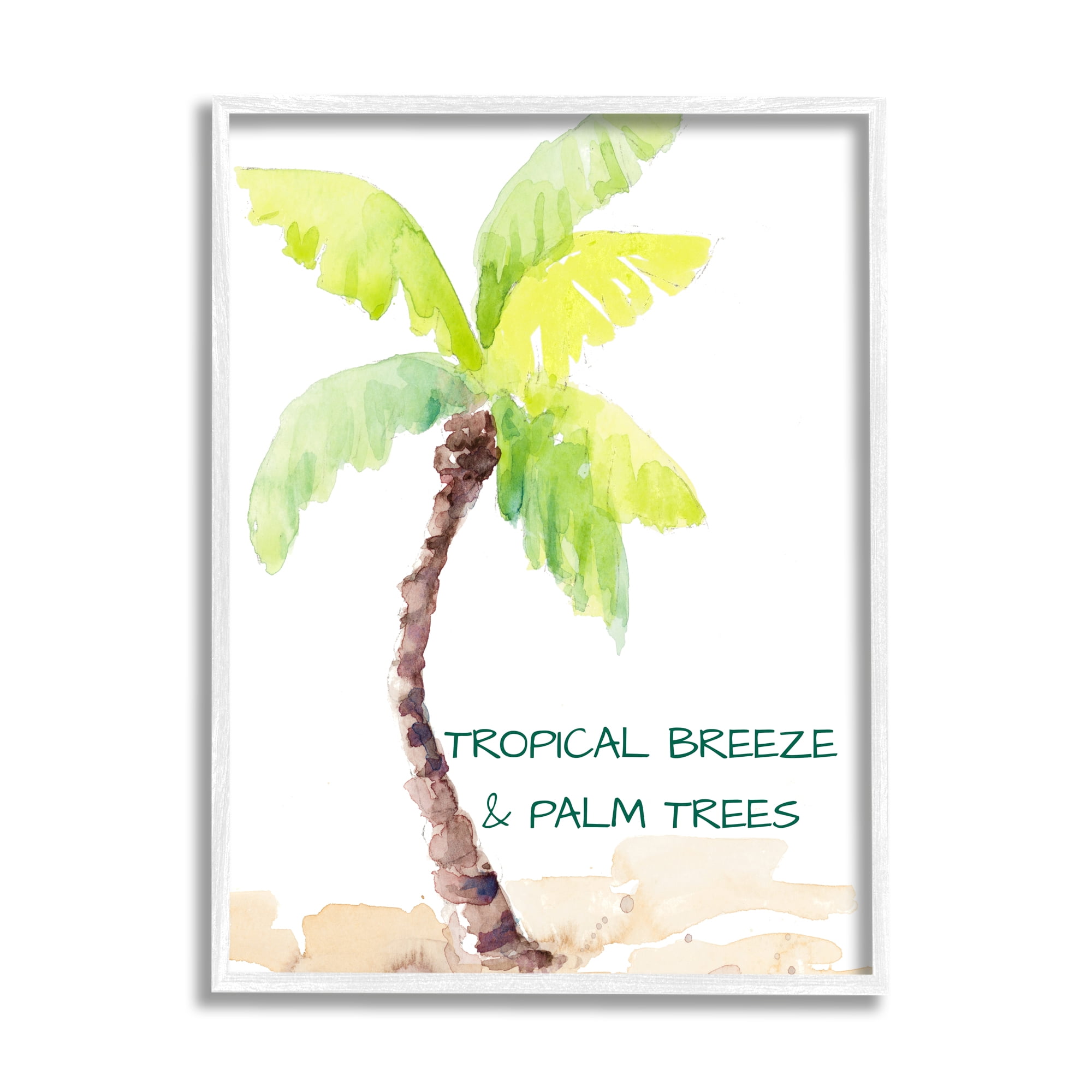 Stupell Indtries Tropical Breeze & Palm Trees Phrase Soft Beach,24 x 30,Design by Lanie Loreth