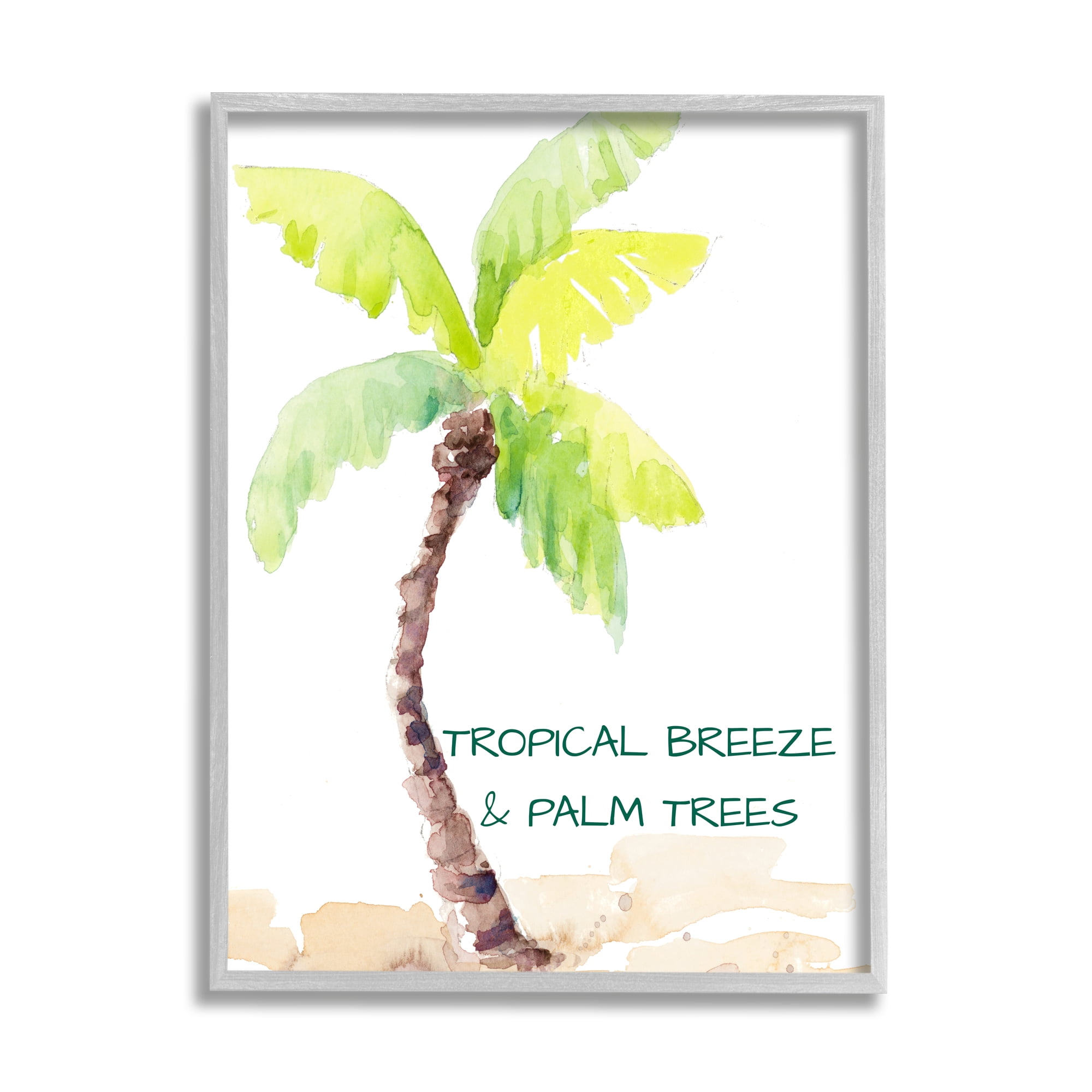 Stupell Indtries Tropical Breeze & Palm Trees Phrase Soft Beach,24 x 30,Design by Lanie Loreth