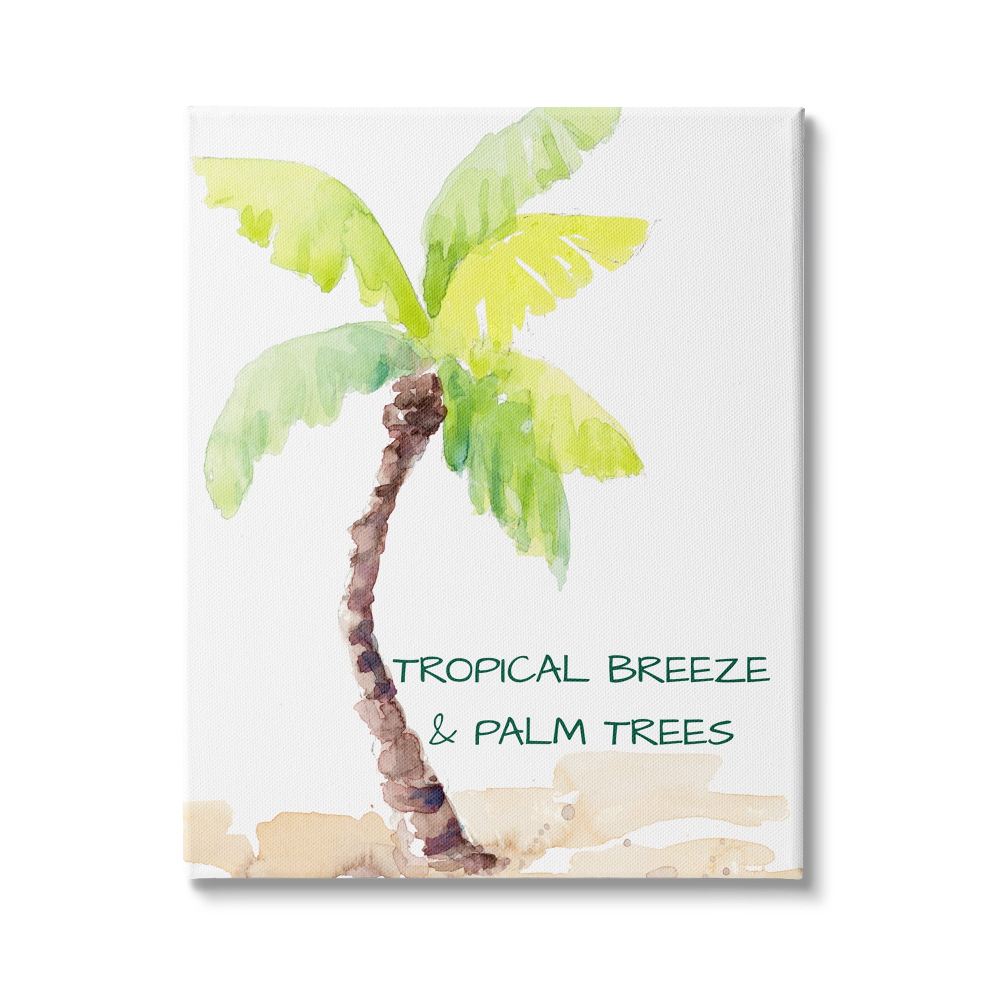 Stupell Indtries Tropical Breeze & Palm Trees Phrase Soft Beach,36 x 48,Design by Lanie Loreth