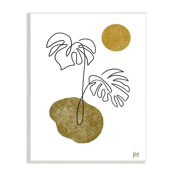 Stupell Indtries Tropical Monstera Palms Line Drawing Abstract Desert Sky,10 x 15,Design by Birch&Ink