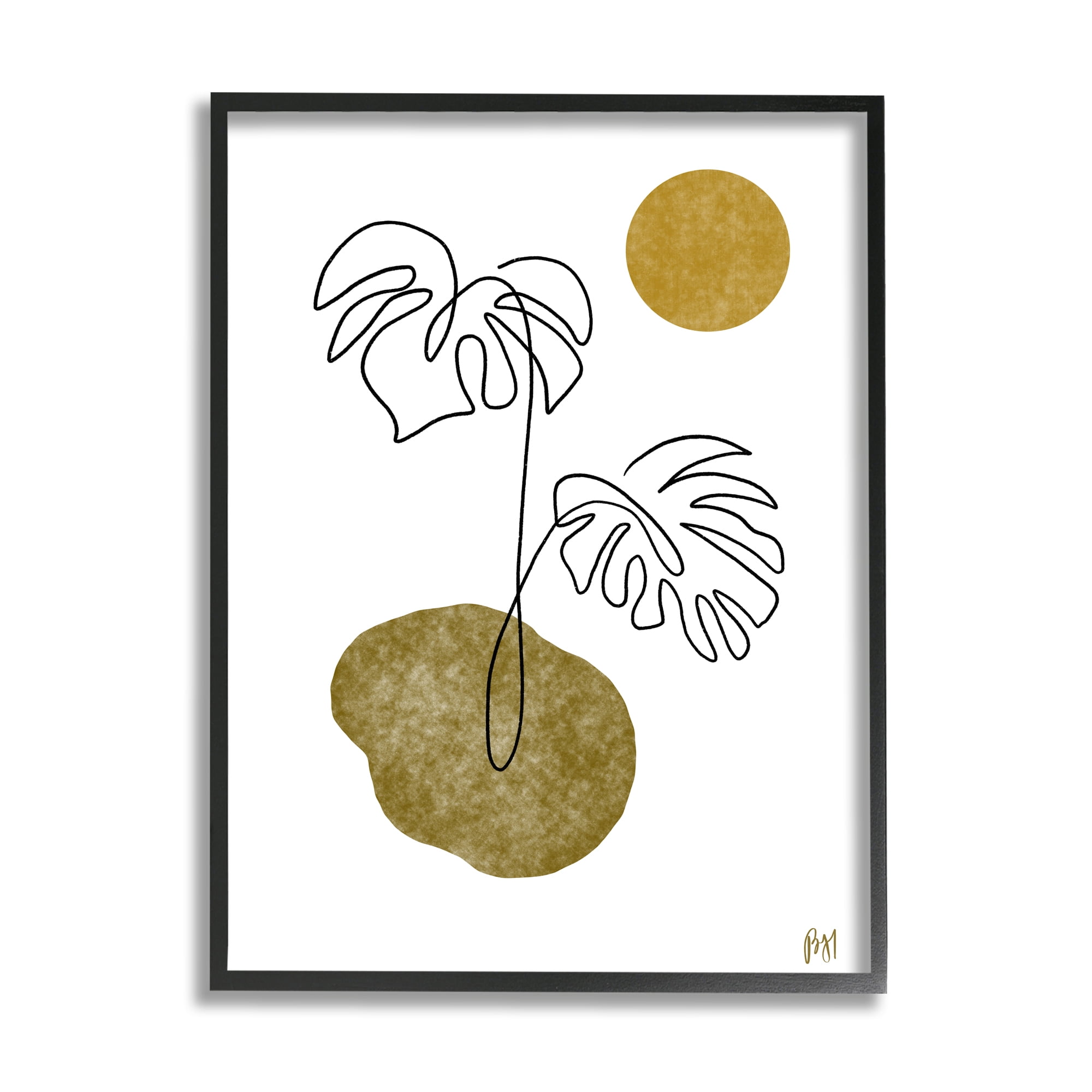 Stupell Indtries Tropical Monstera Palms Line Drawing Abstract Desert Sky,11 x 14,Design by Birch&Ink