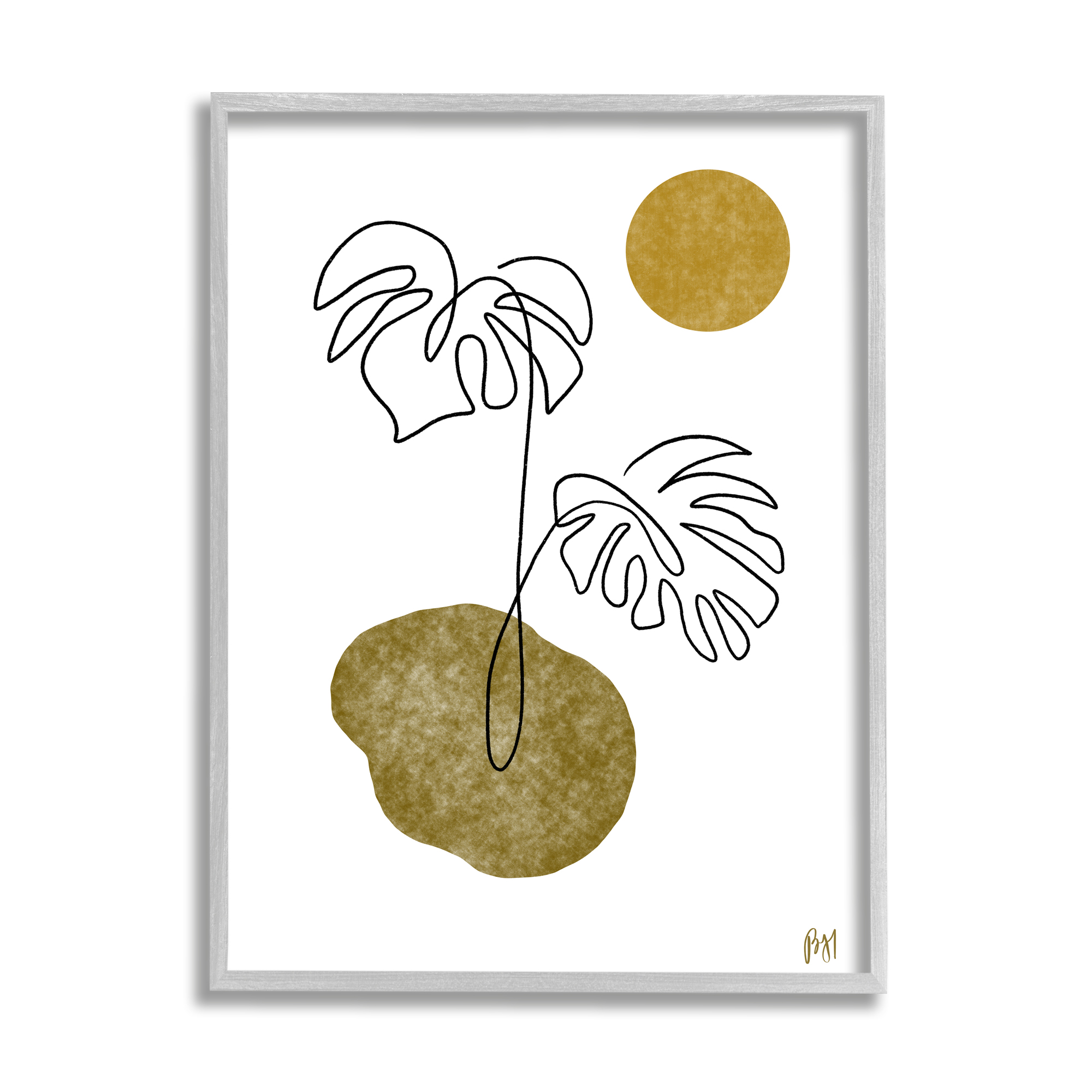 Stupell Indtries Tropical Monstera Palms Line Drawing Abstract Desert Sky,24 x 30,Design by Birch&Ink