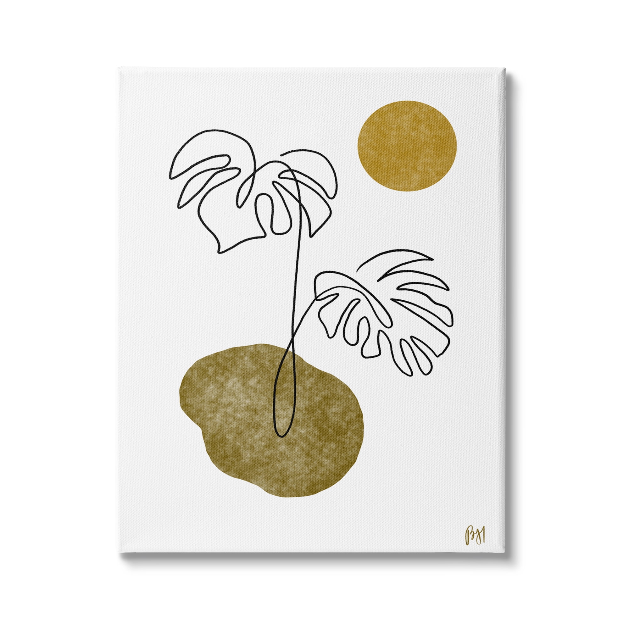 Stupell Indtries Tropical Monstera Palms Line Drawing Abstract Desert Sky,30 x 40,Design by Birch&Ink