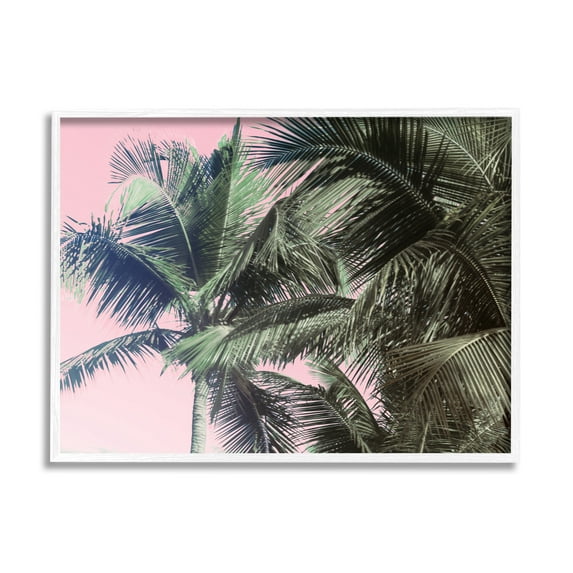 Stupell Indtries Tropical Palm Tree Fronds Layered Tall Trees Pink,14 x 11,Design by Kathy Mansfield