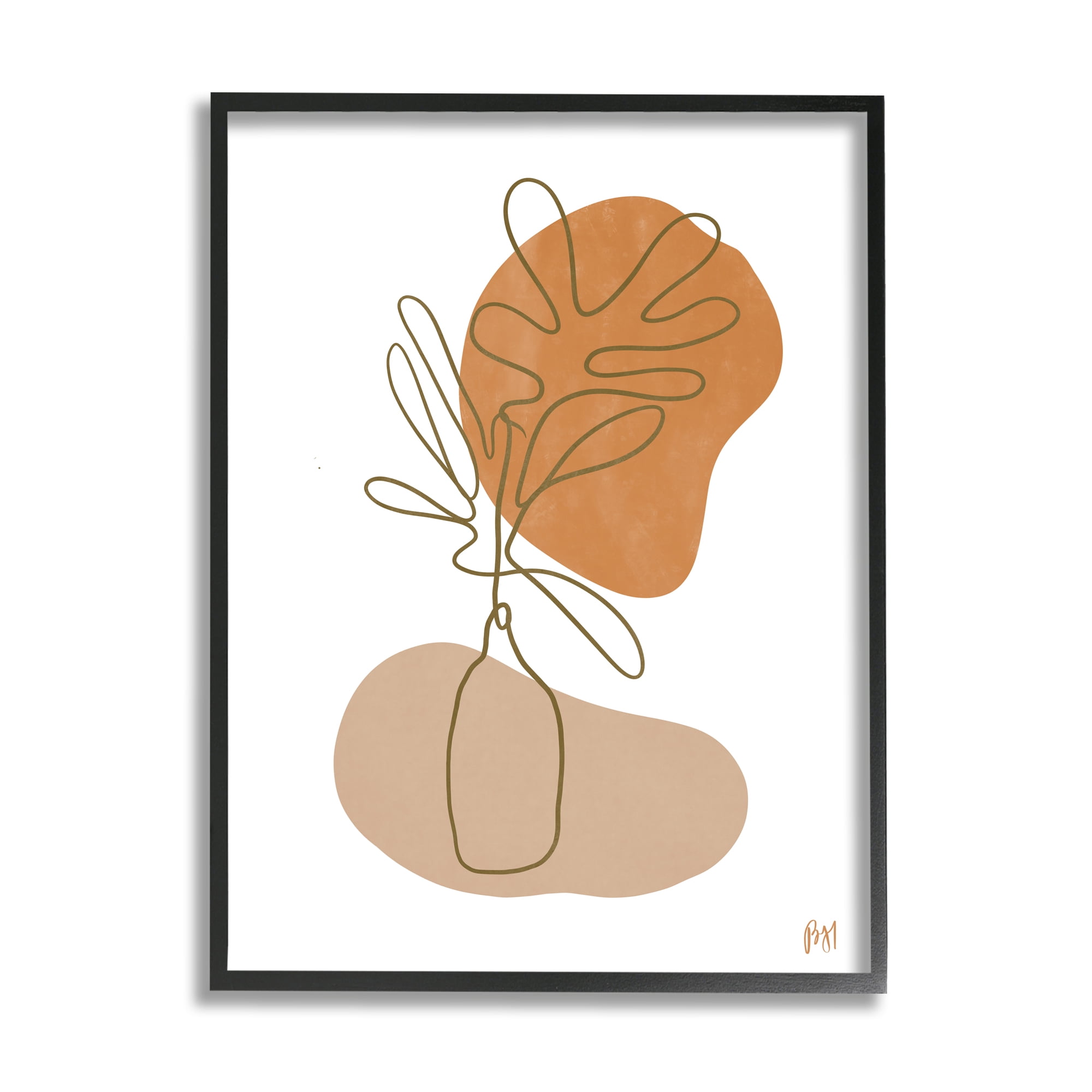 Stupell Indtries Tropical Plant Line Drawing Abstract Groovy Boho Shapes,11 x 14,Design by Birch&Ink
