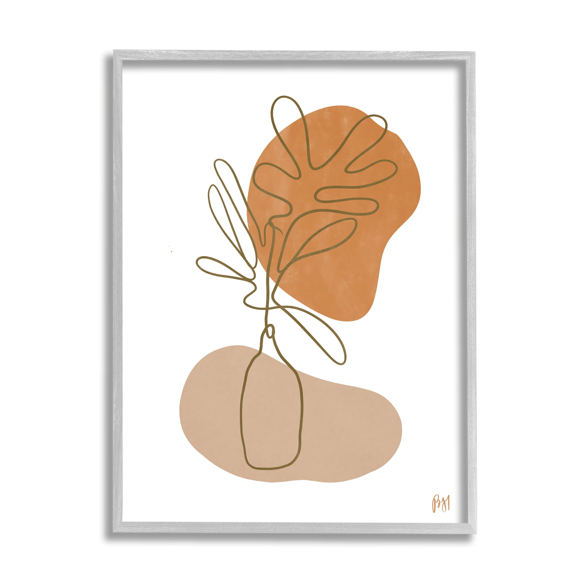 Stupell Indtries Tropical Plant Line Drawing Abstract Groovy Boho Shapes,11 x 14,Design by Birch&Ink