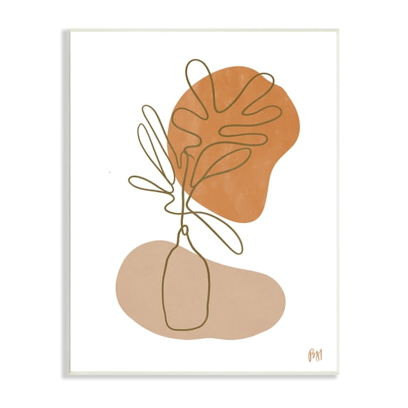 Stupell Indtries Tropical Plant Line Drawing Abstract Groovy Boho Shapes,13 x 19,Design by Birch&Ink