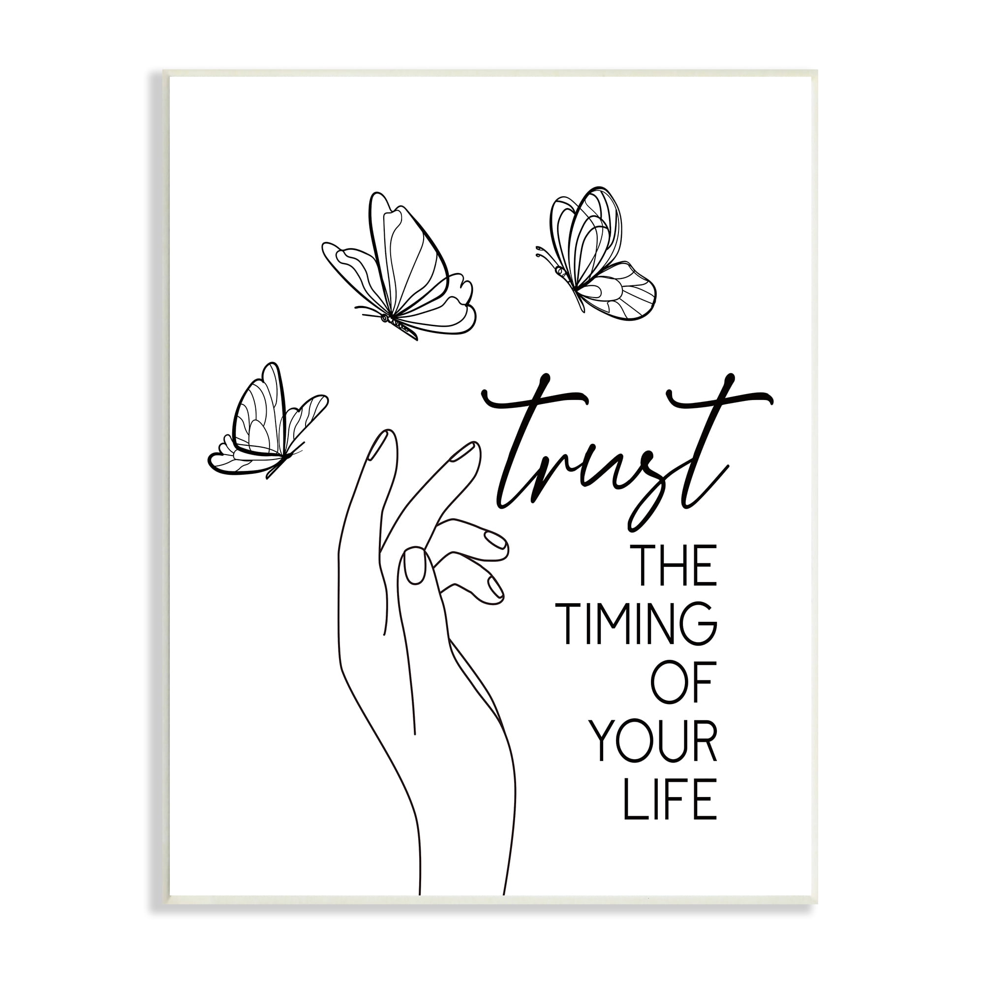 Stupell Indtries Trt the Timing Life Motivational Phrase Minimal Butterflies,10 x 15,Design by JJ Design Hoe LLC