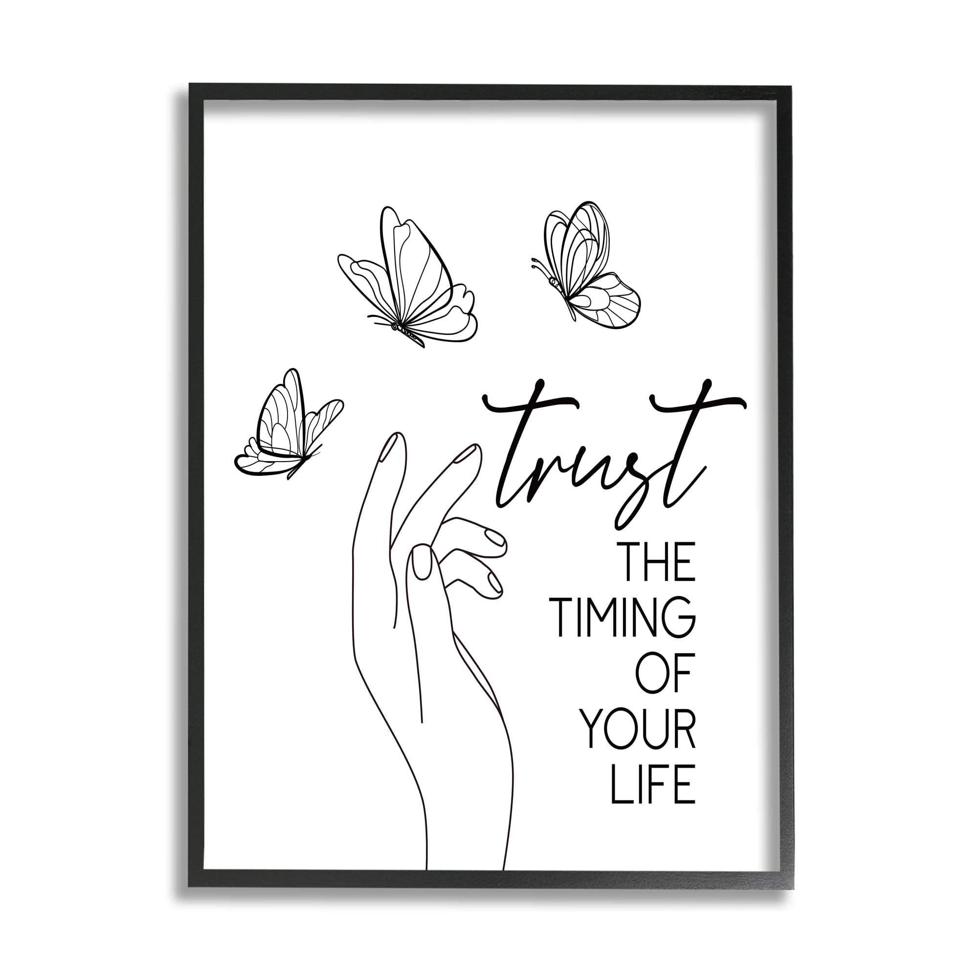 Stupell Indtries Trt the Timing Life Motivational Phrase Minimal Butterflies,11 x 14,Design by JJ Design Hoe LLC