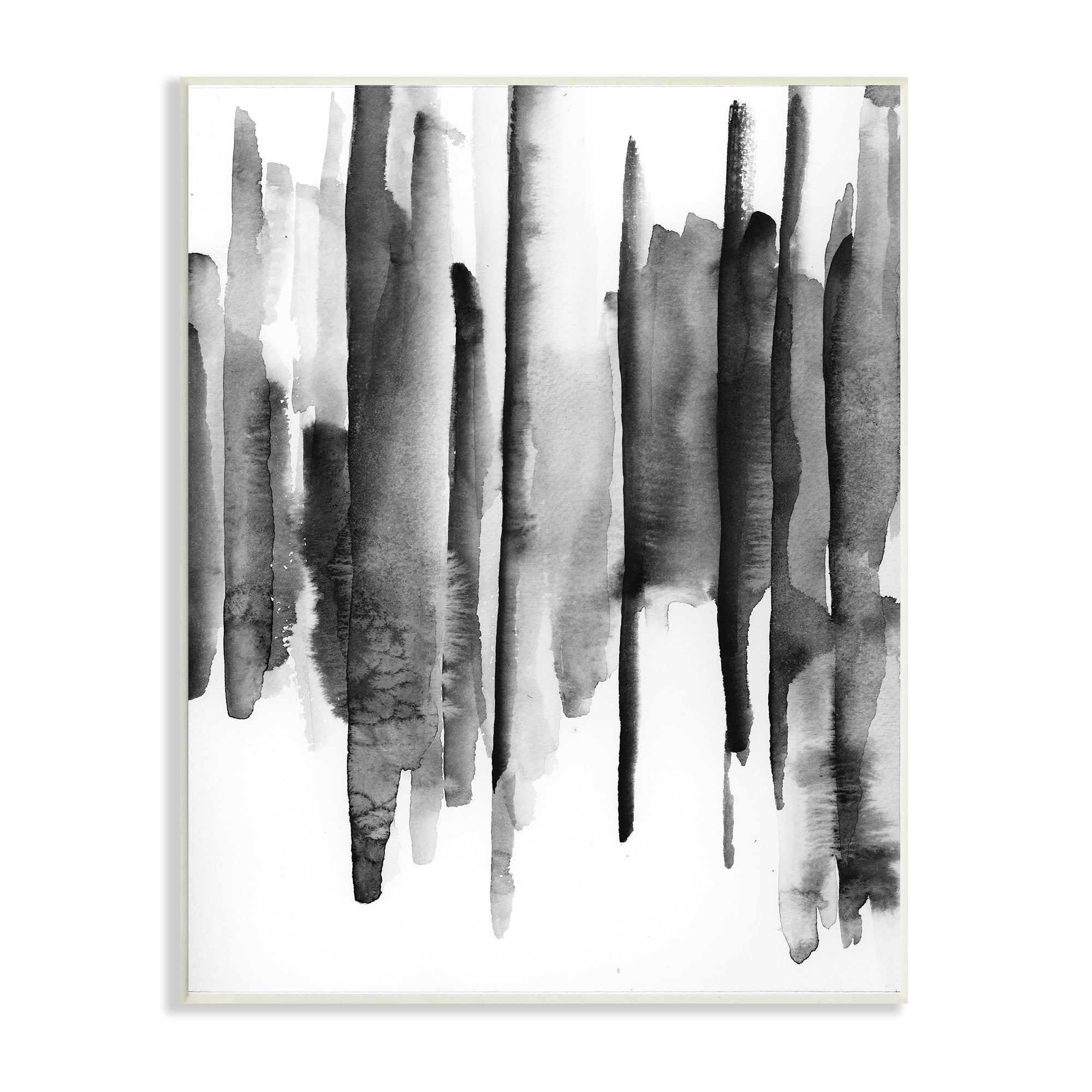 Stupell Indtries Vertical Black Ink Strokes Abstract Watercolor Over White,10 x 15,Design by VDK Atelier