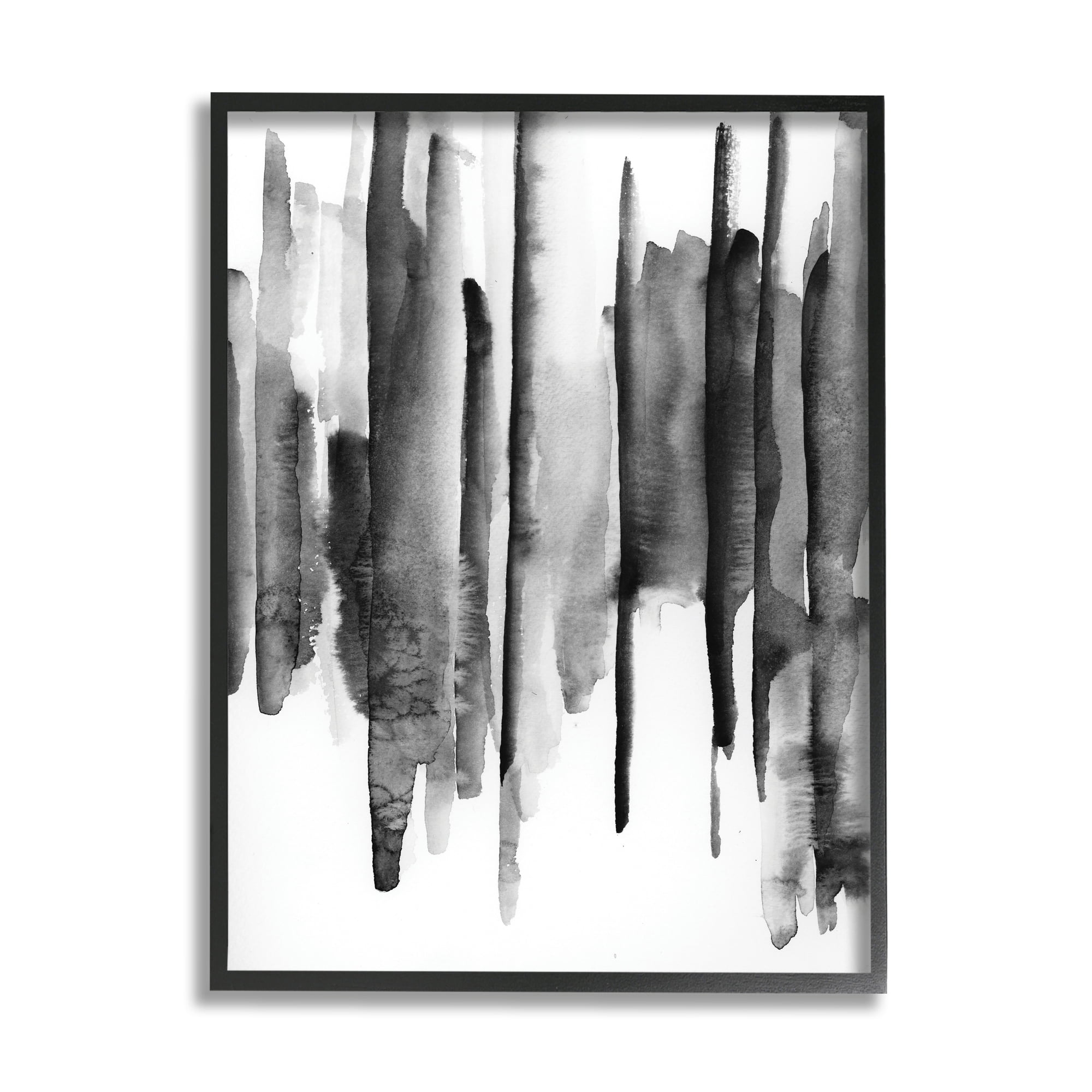 Stupell Indtries Vertical Black Ink Strokes Abstract Watercolor Over White,11 x 14,Design by VDK Atelier