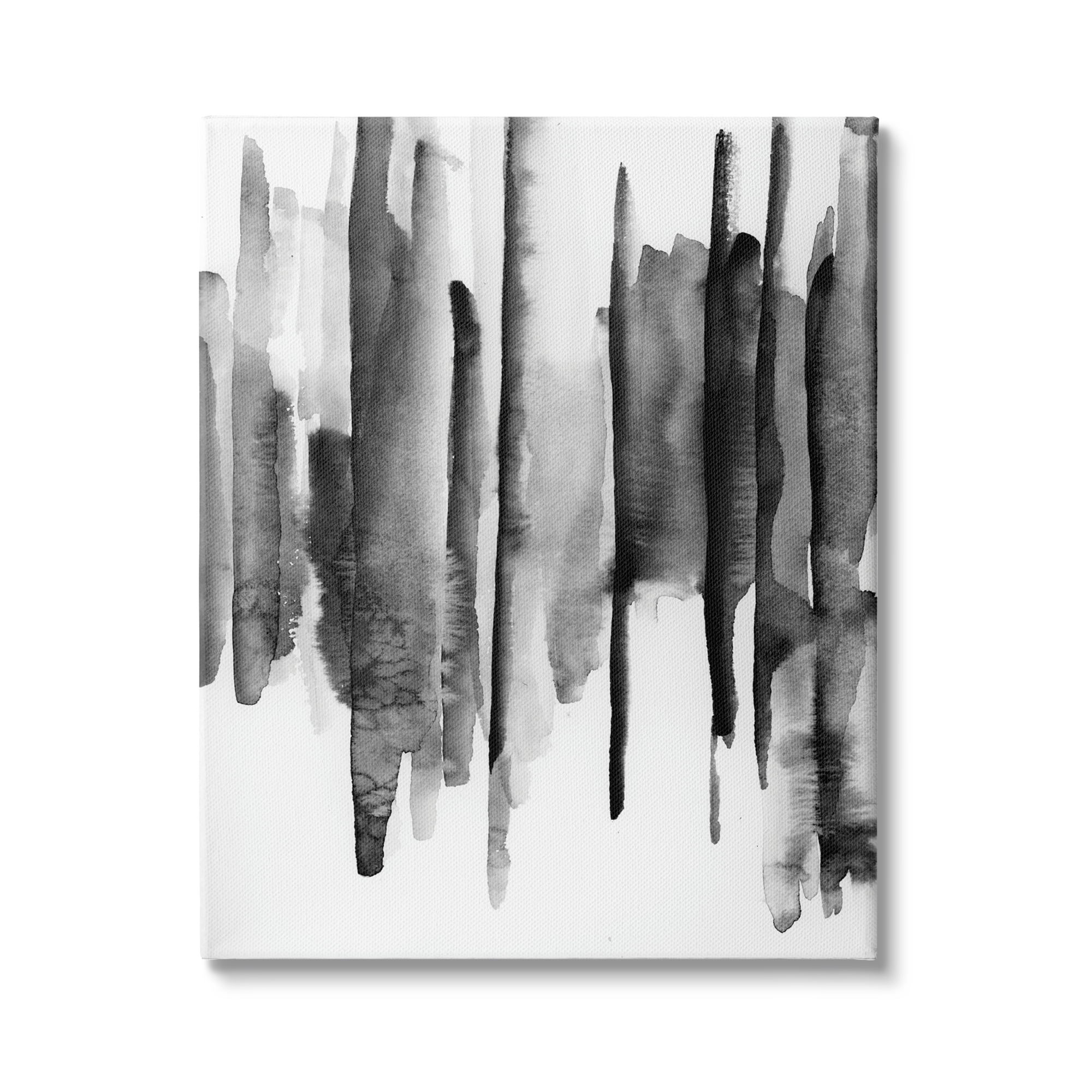 Stupell Indtries Vertical Black Ink Strokes Abstract Watercolor Over White,16 x 20,Design by VDK Atelier