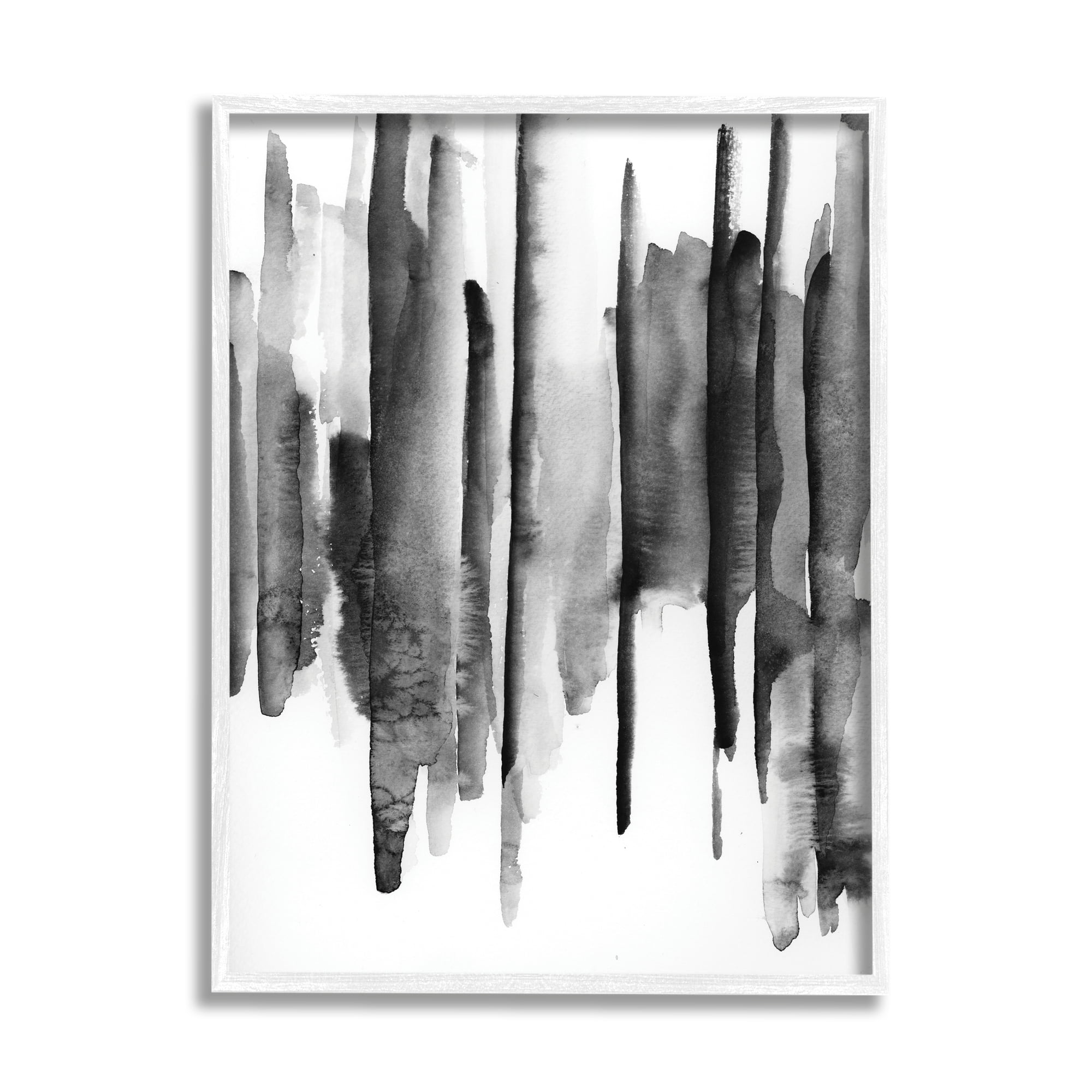 Stupell Indtries Vertical Black Ink Strokes Abstract Watercolor Over White,24 x 30,Design by VDK Atelier