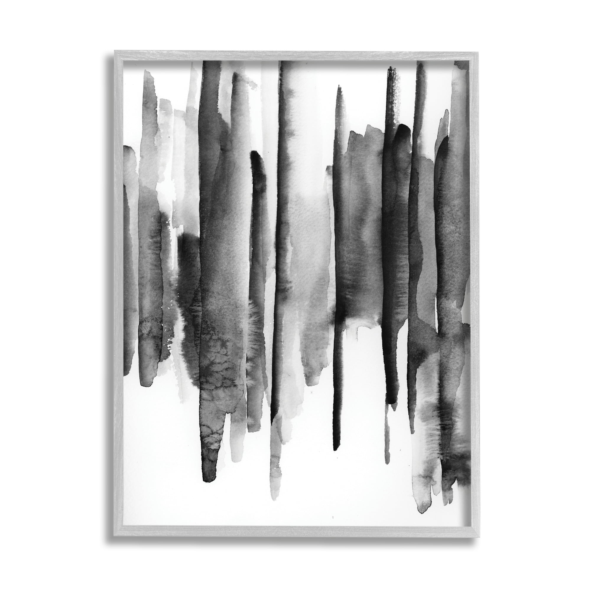 Stupell Indtries Vertical Black Ink Strokes Abstract Watercolor Over White,24 x 30,Design by VDK Atelier