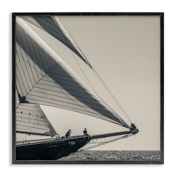 Stupell Industries Eclectic Vintage Ocean Ship Photography People Resting on Bow Black Framed Giclee Art, 17 x 17, by Danita Delimont