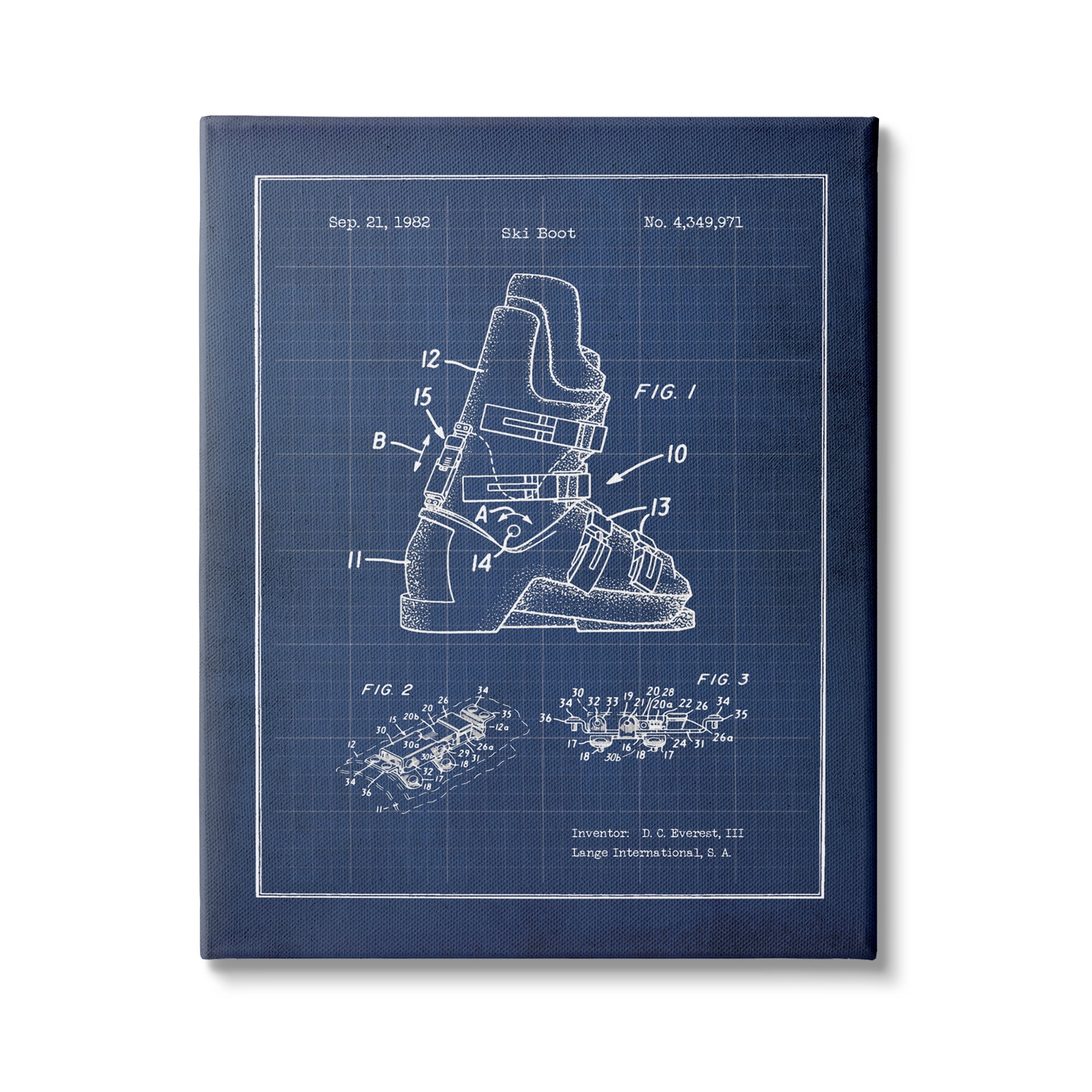 Stupell Indtries Vintage Ski Boot Blue Print Figure Drawing Chart,30 x 40,Design by Jo Moulton