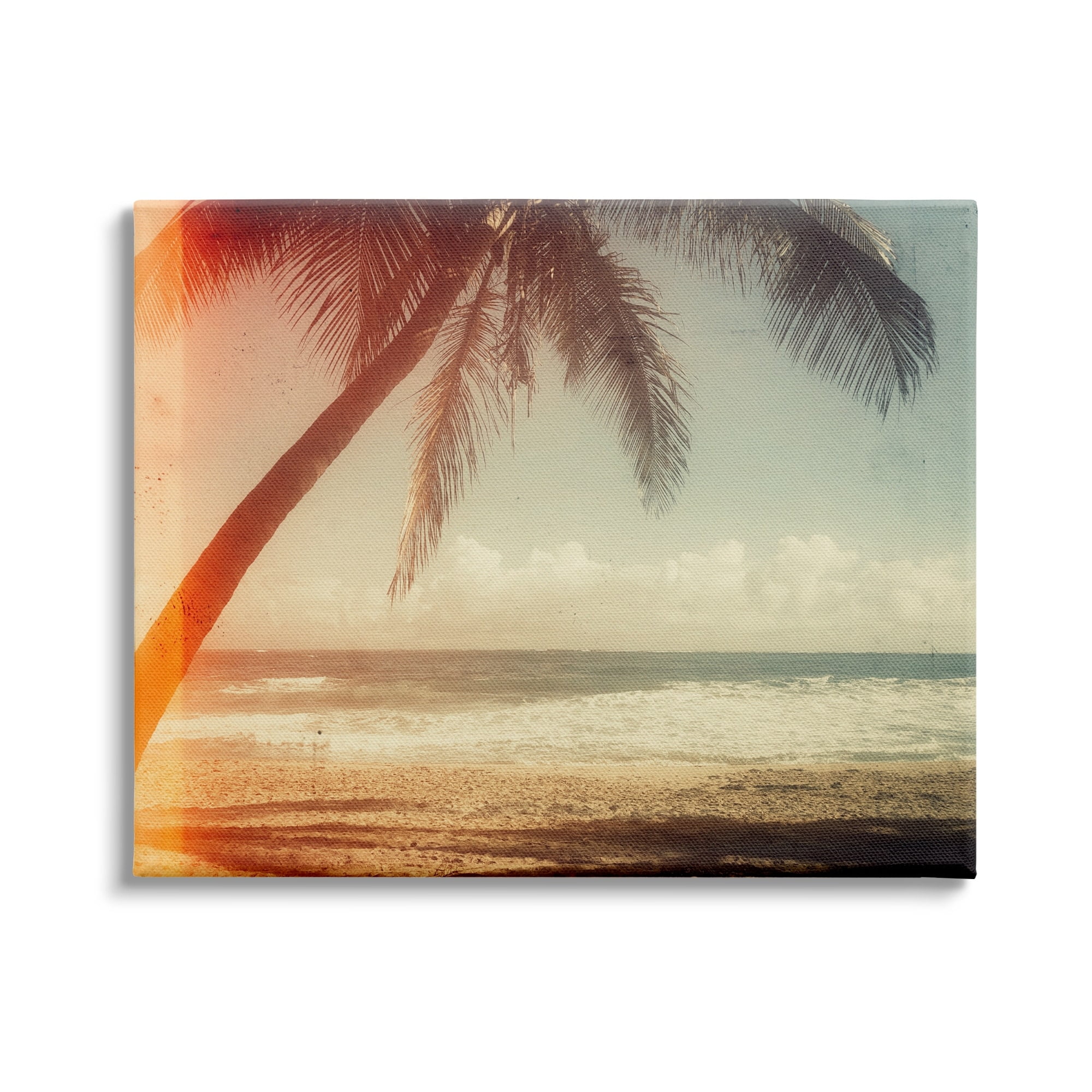 Stupell Indtries Vintage Sun Bleached Ocean Scene Hanging Palm Tree,20 x 16,Design by Acosta