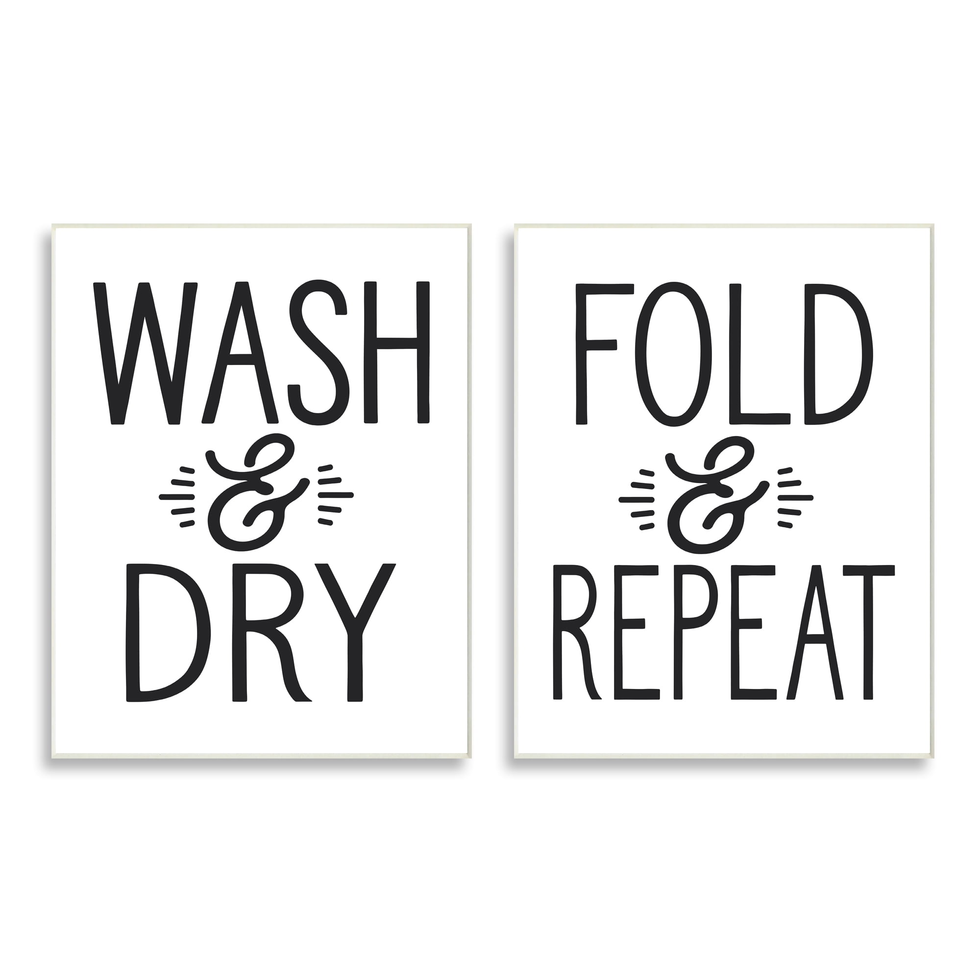 Black and White Contemporary MDF Laundry Wall Plaque Set
