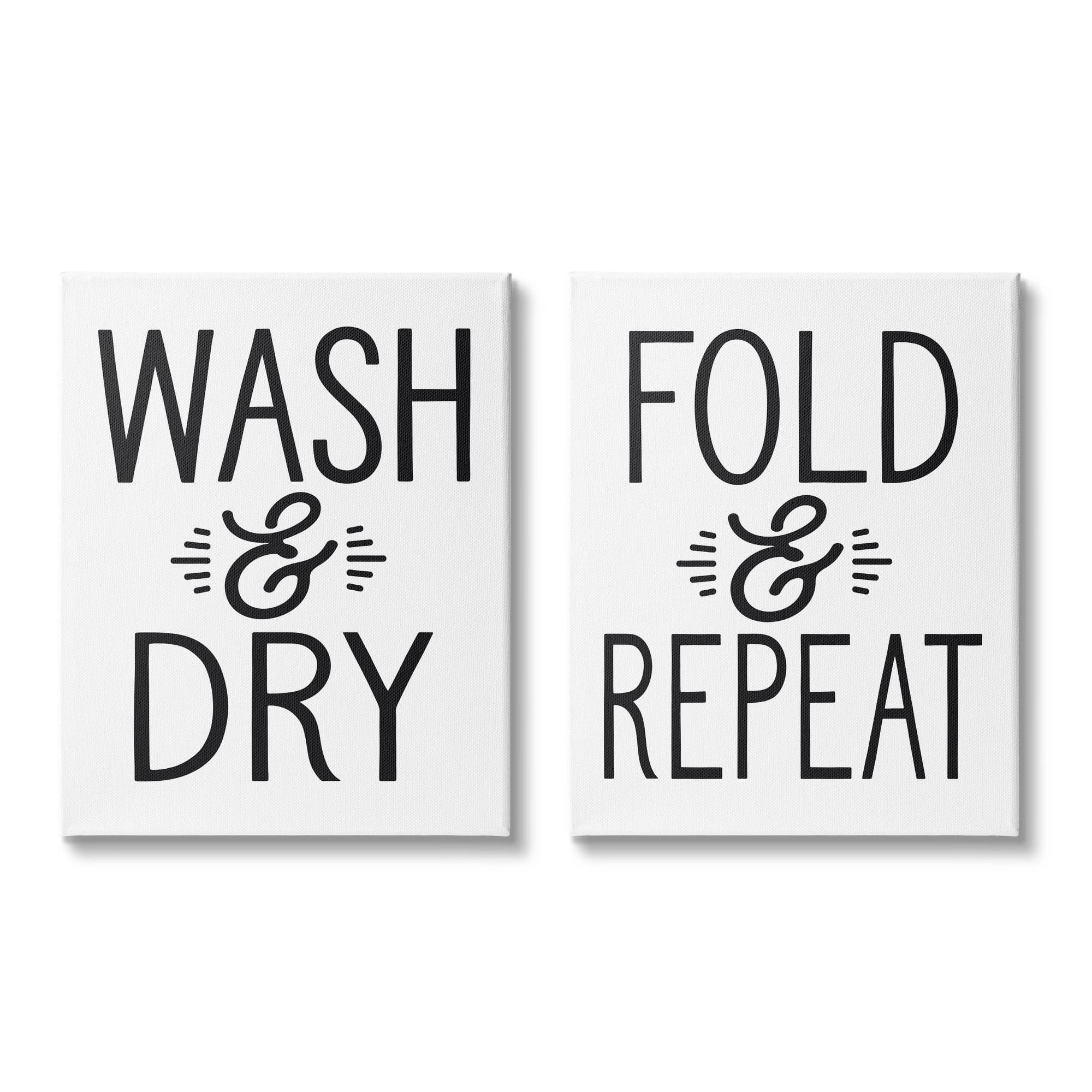 Stupell Indtries Wash Dry Fold Repeat Laundry Phrase Black White,16 x 20,Design by Lettered and Lined
