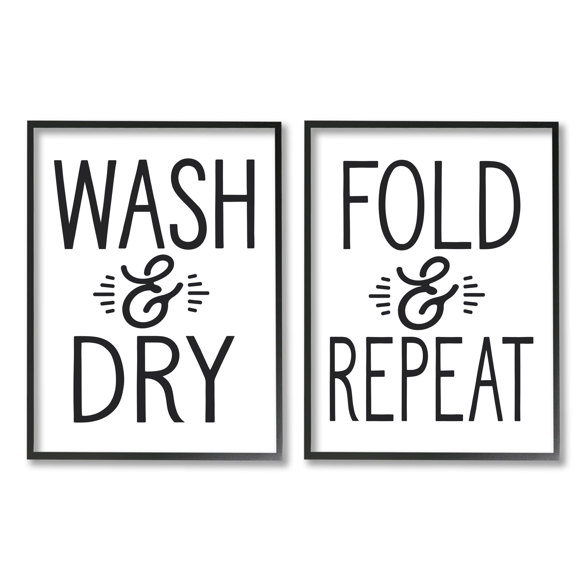 Stupell Indtries Wash Dry Fold Repeat Laundry Phrase Black White,24 x 30,Design by Lettered and Lined