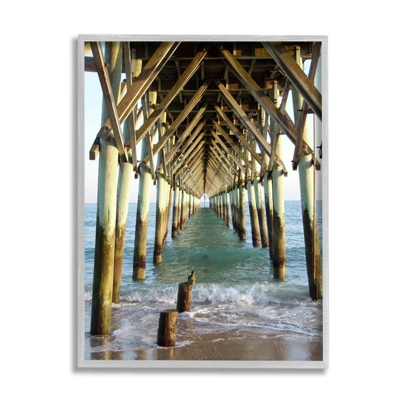 Stupell Indtries Weathered Beach Pilons Ocean Waves Under Tall Dock,11 x 14,Design by Jairo Rodriguez