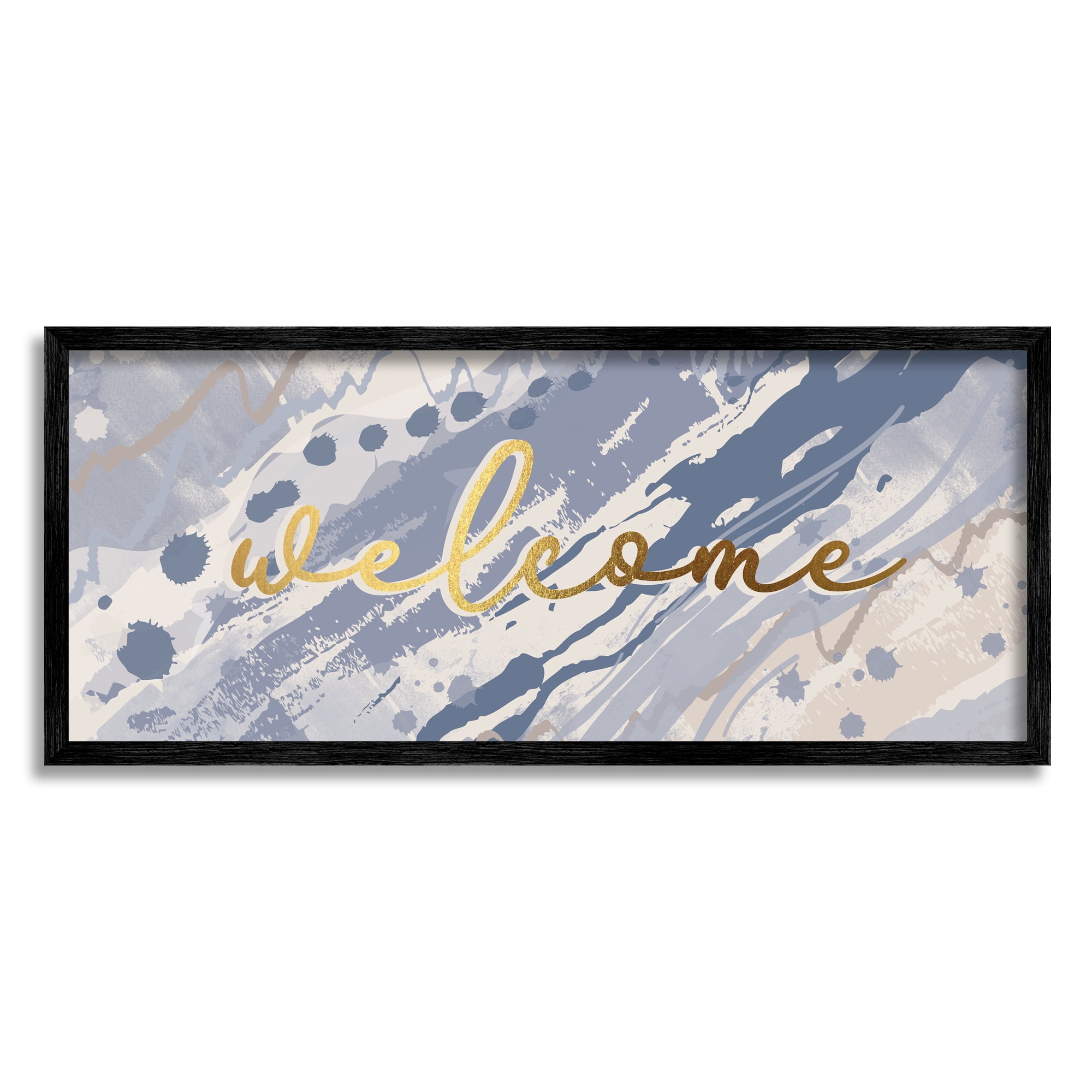 Stupell Indtries Welcome Phrase Soft Blue Abstract Geode Pattern,24 x 10,Design by Jennifer Ellory