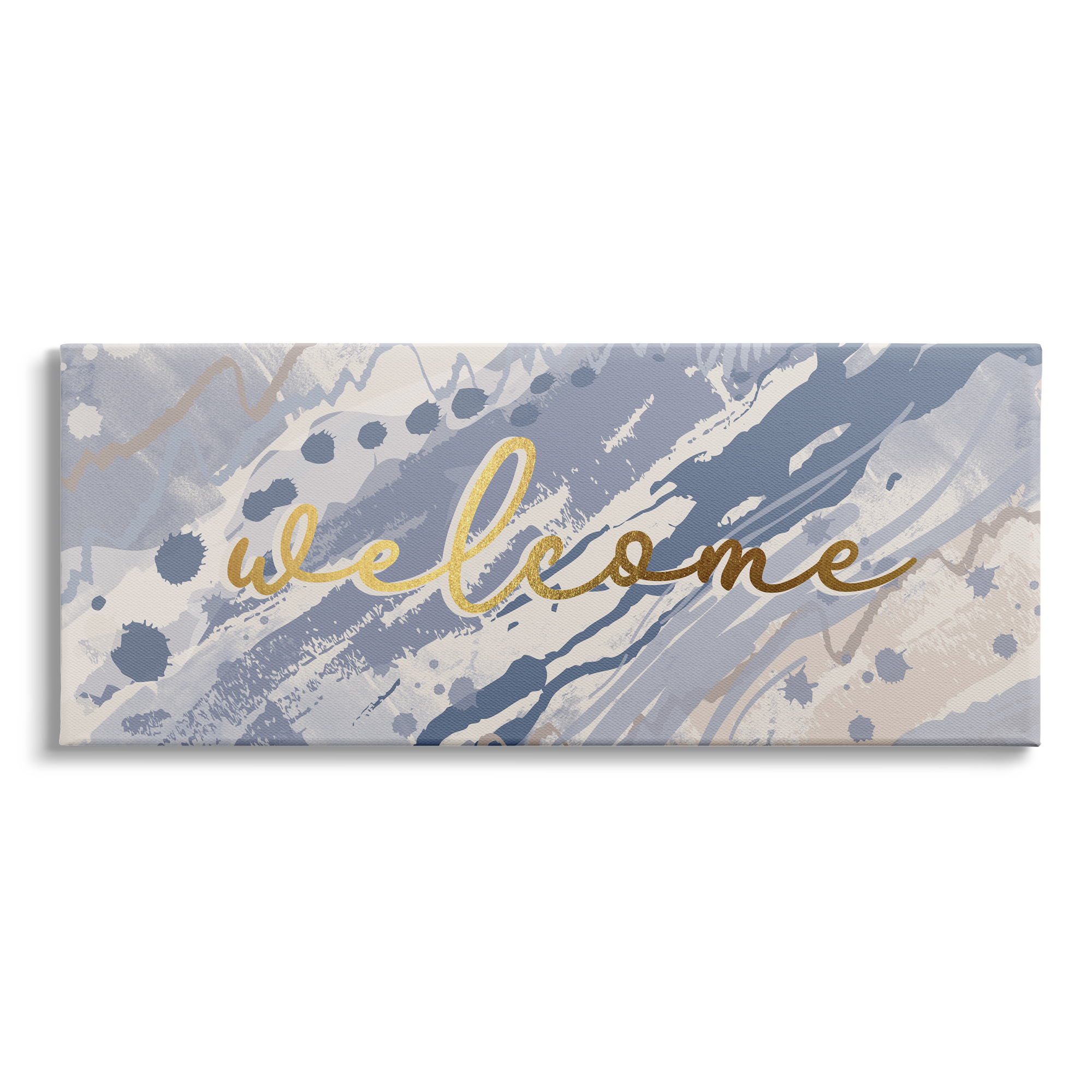 Stupell Indtries Welcome Phrase Soft Blue Abstract Geode Pattern,40 x 17,Design by Jennifer Ellory