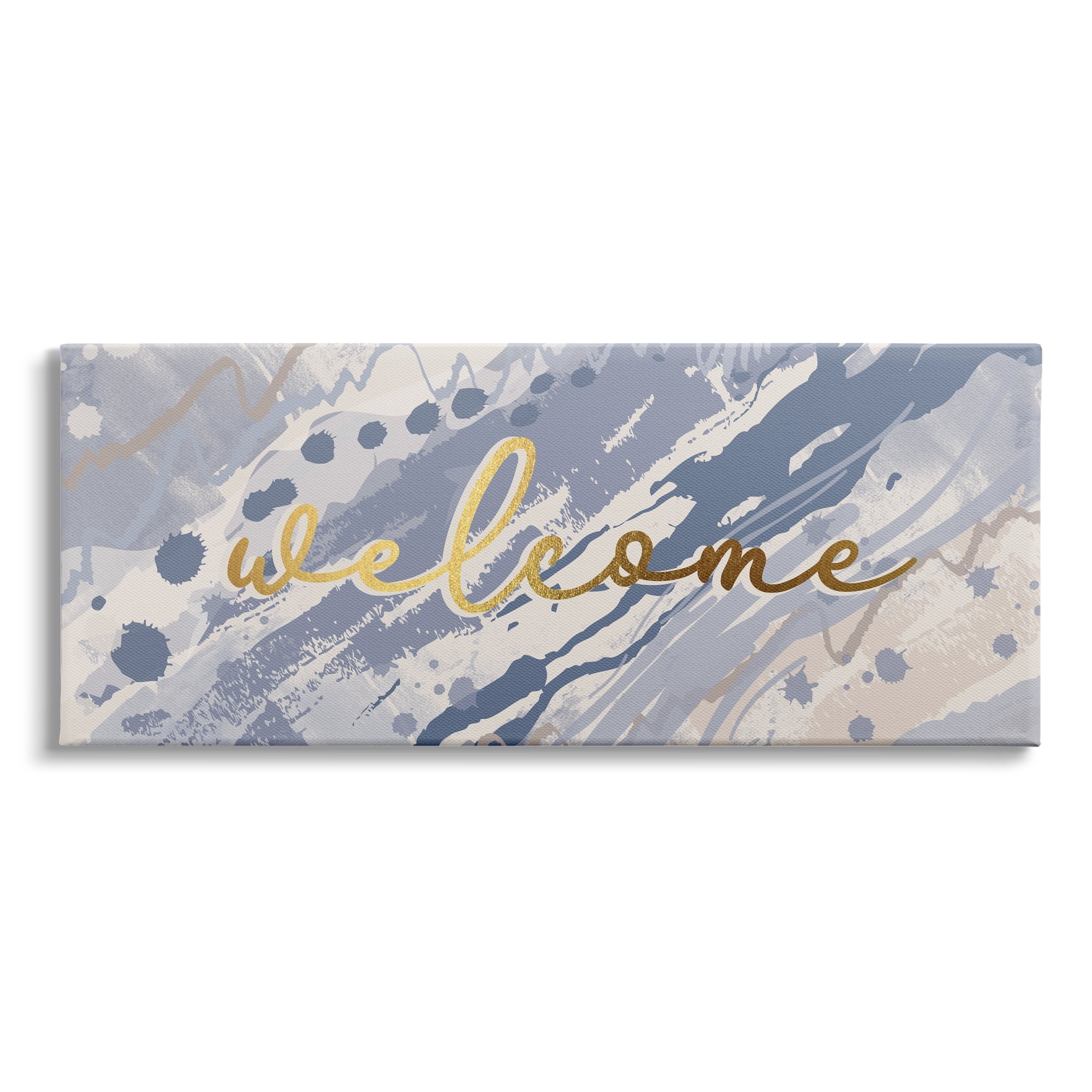 Stupell Indtries Welcome Phrase Soft Blue Abstract Geode Pattern,48 x 20,Design by Jennifer Ellory