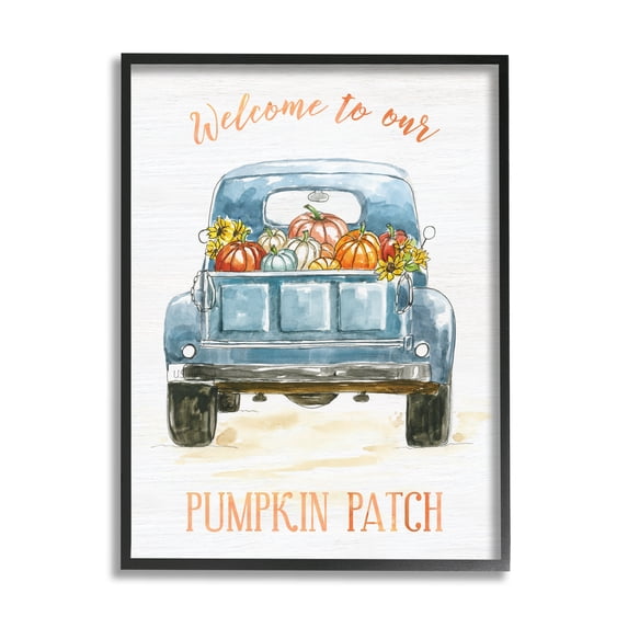Stupell Indtries Welcome To Our Pumpkin Patch Blue Farm Truck,16 x 20,Design by Nan