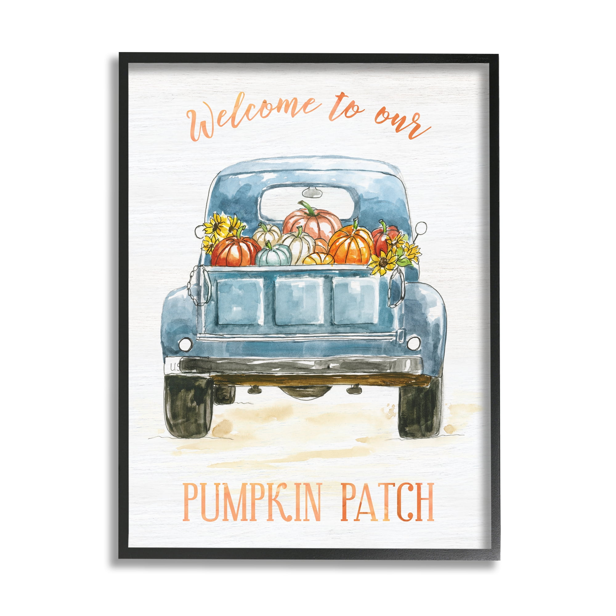 Stupell Indtries Welcome To Our Pumpkin Patch Blue Farm Truck,24 x 30,Design by Nan