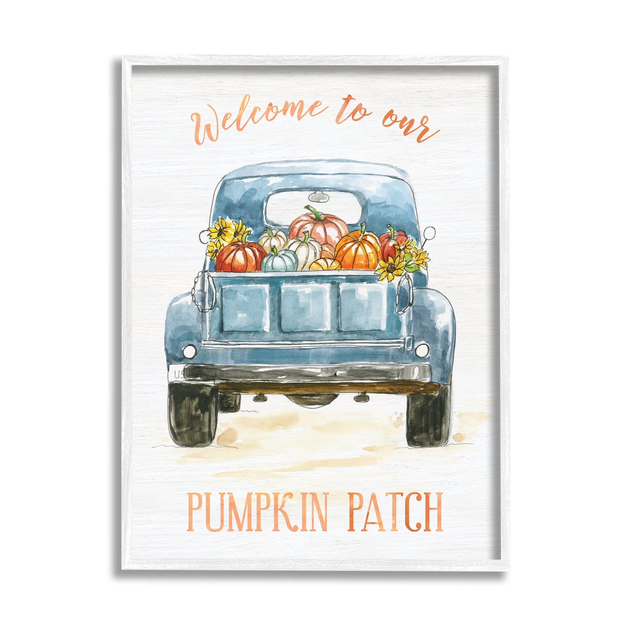 Stupell Indtries Welcome To Our Pumpkin Patch Blue Farm Truck,24 x 30,Design by Nan
