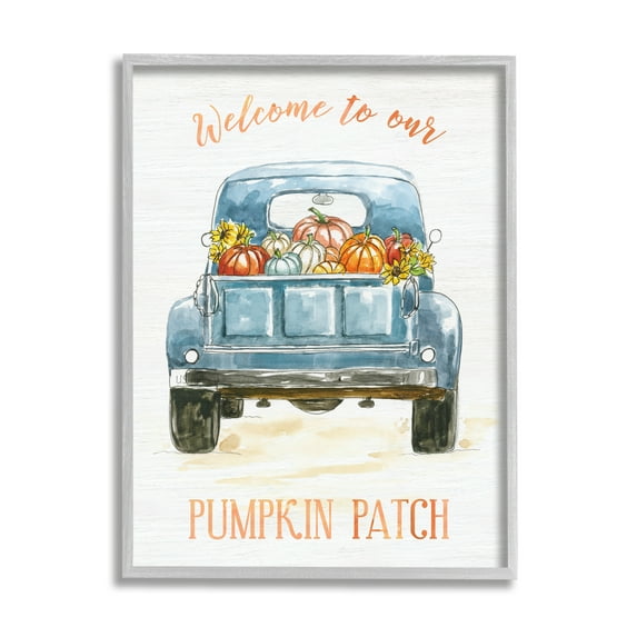 Stupell Indtries Welcome To Our Pumpkin Patch Blue Farm Truck,24 x 30,Design by Nan