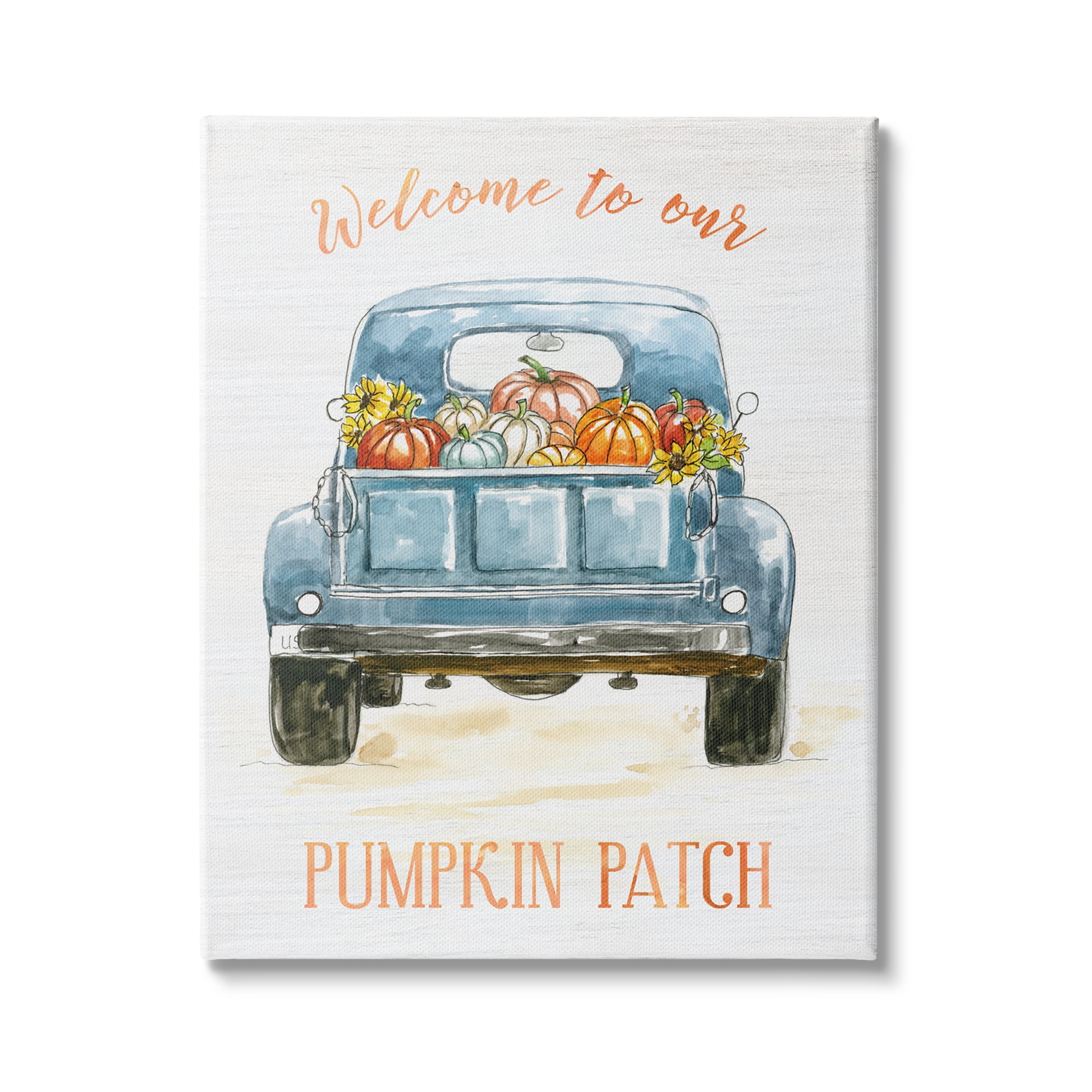 Stupell Indtries Welcome To Our Pumpkin Patch Blue Farm Truck,36 x 48,Design by Nan