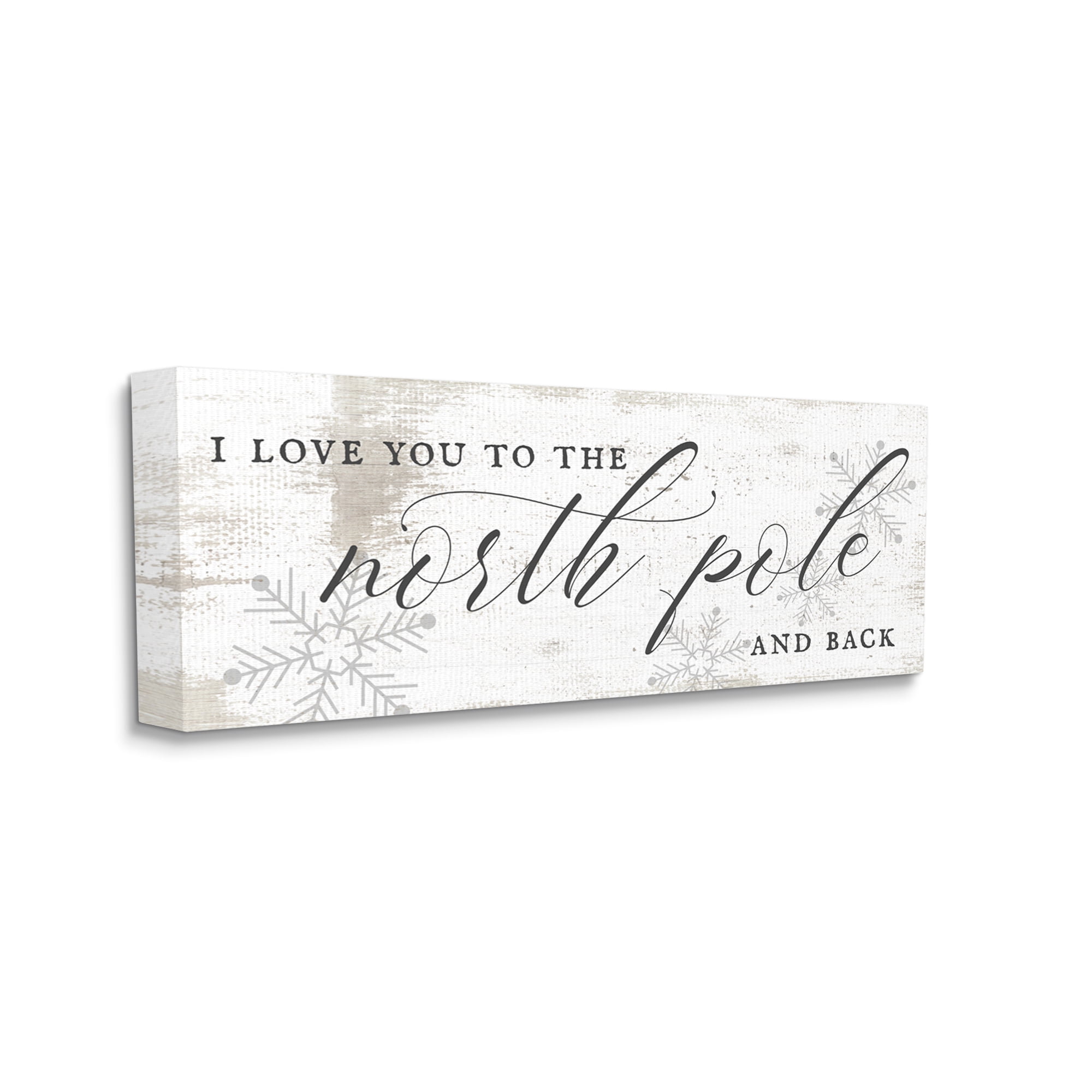 Stupell Industries Love You to North Pole Phrase Romantic Christmas Holiday Painting Gallery Wrapped Canvas Art Print Wall Art, 17 x 40