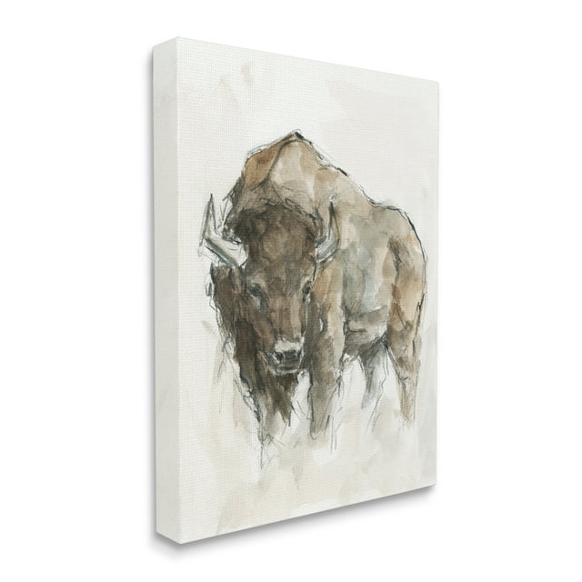 Stupell Indtries Western Buffalo Brown Country Animal Canvas Wall Art, 24 x 30, Design by Ethan Harper