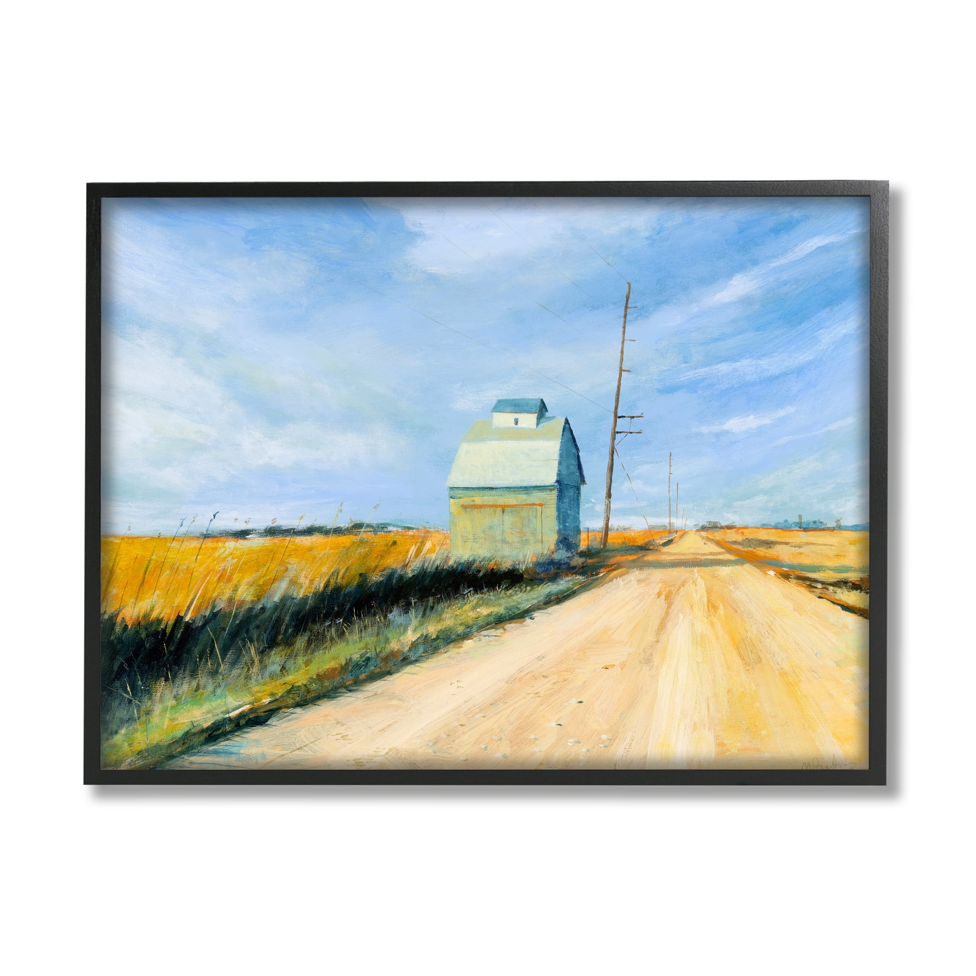 Stupell Indtries Wheat Field Building by Old Country Road Landscape,14 x 11,Design by Michael Paraskevas