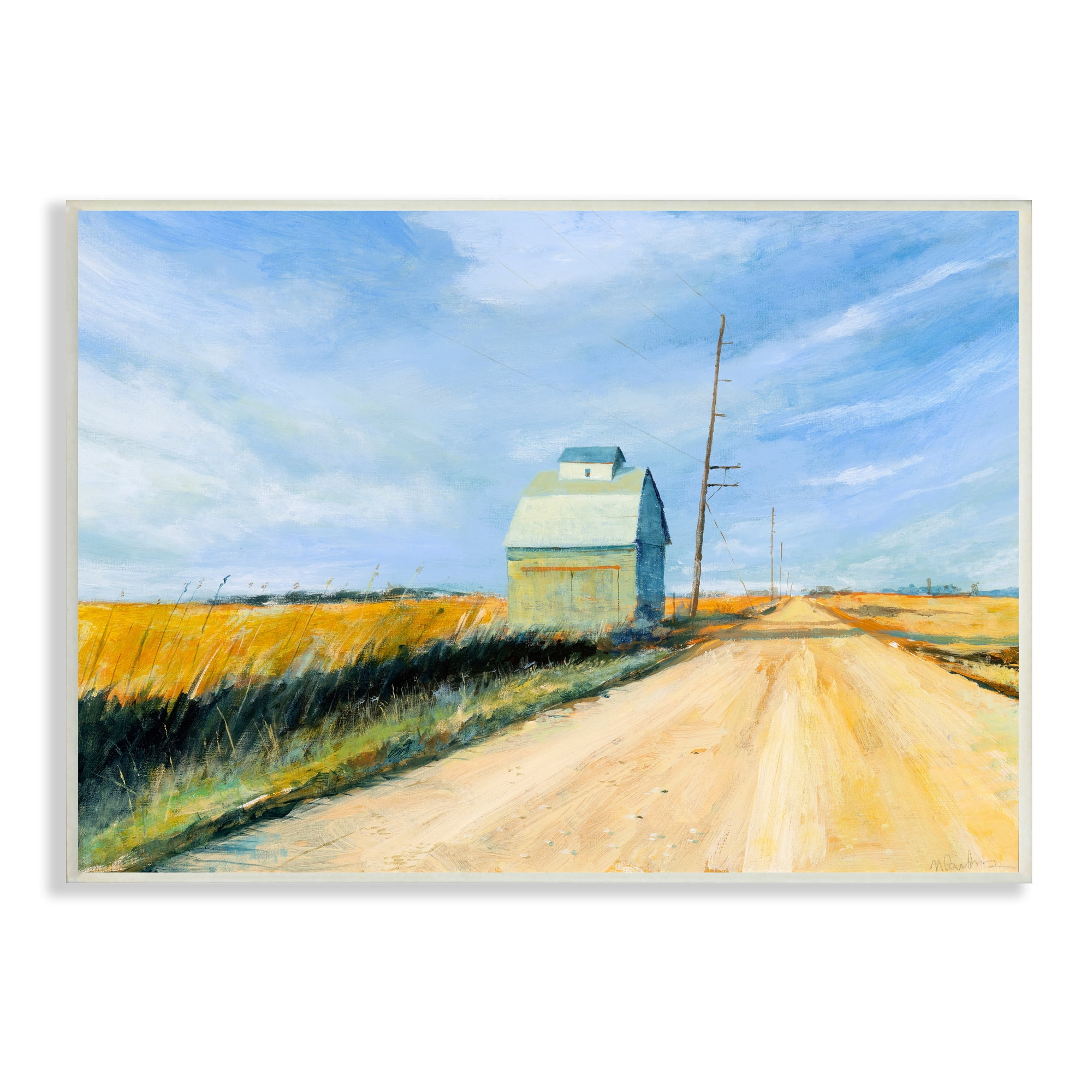 Stupell Indtries Wheat Field Building by Old Country Road Landscape,15 x 10,Design by Michael Paraskevas