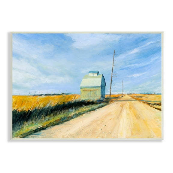 Stupell Indtries Wheat Field Building by Old Country Road Landscape,15 x 10,Design by Michael Paraskevas
