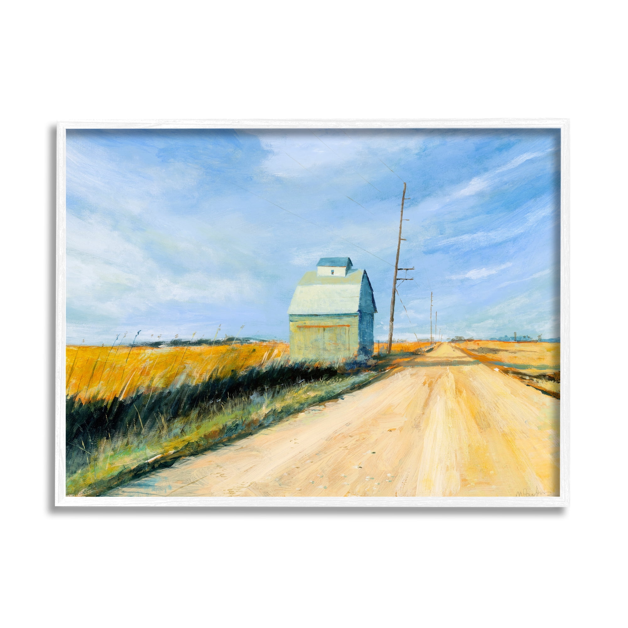 Stupell Indtries Wheat Field Building by Old Country Road Landscape,20 x 16,Design by Michael Paraskevas