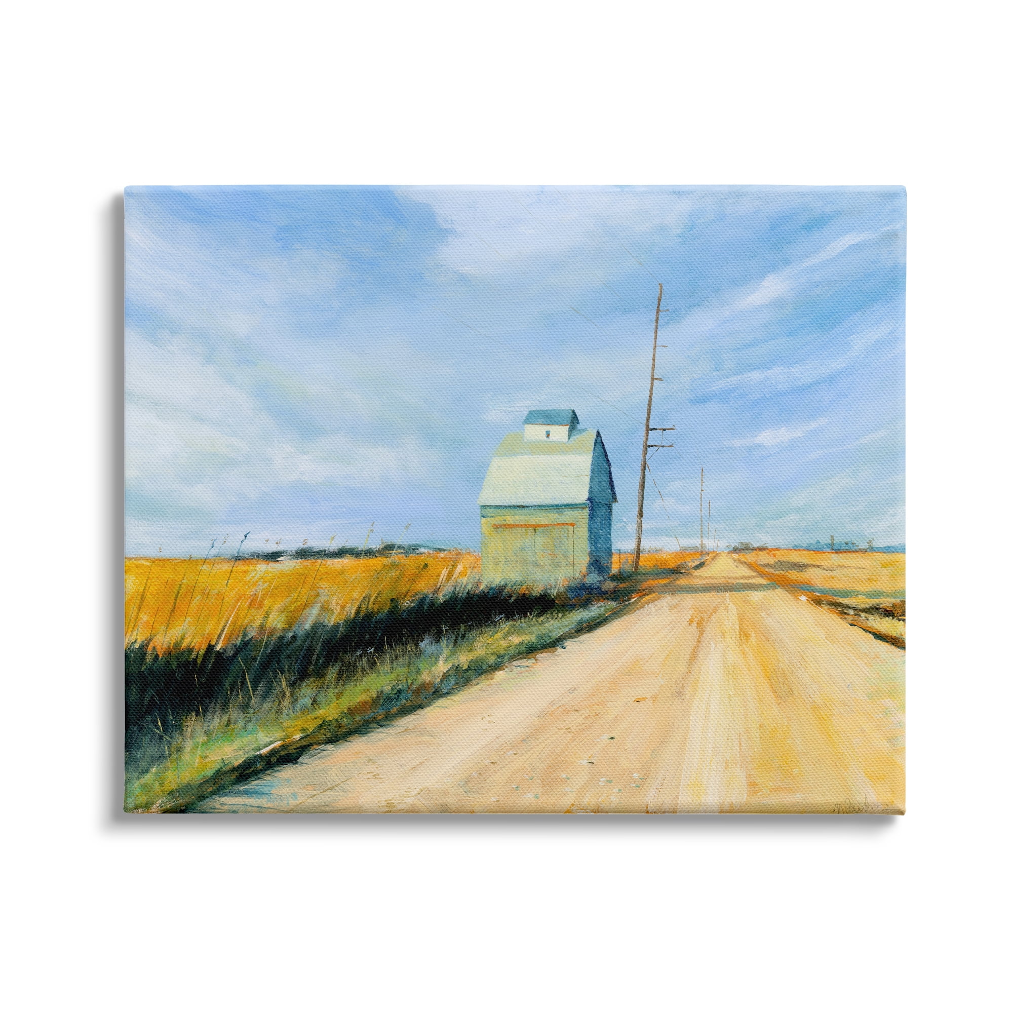 Stupell Indtries Wheat Field Building by Old Country Road Landscape,40 x 30,Design by Michael Paraskevas