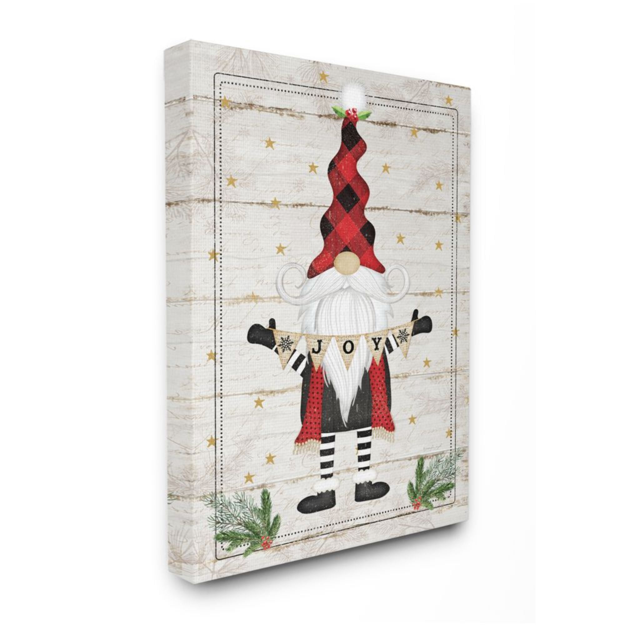 Stupell Indtries Whimsical Holiday Gnome with Winter Joy Sentiments Designed by Jennifer Pugh