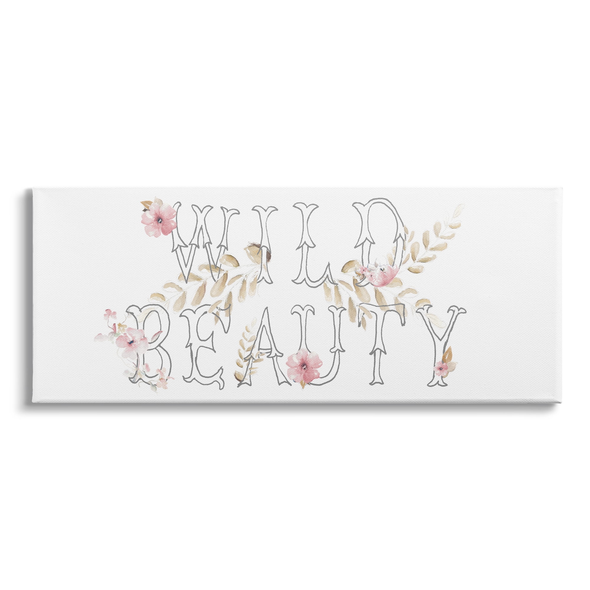 Stupell Indtries Wild Beauty Sentiment Minimal Typography Pink Hibisc Florals,24 x 10,Design by Patricia Pinto