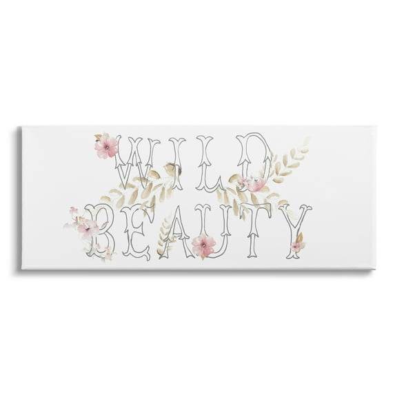 Stupell Indtries Wild Beauty Sentiment Minimal Typography Pink Hibisc Florals,48 x 20,Design by Patricia Pinto